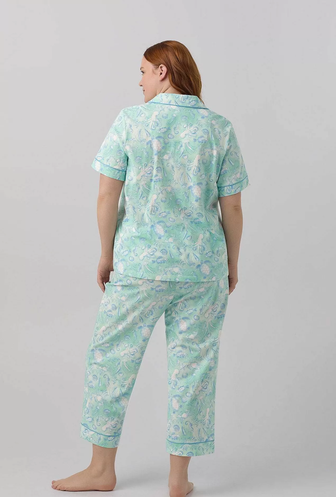 Cropped Sets*Bedhead Pajamas Aquatic Life Short Sleeve Classic Stretch Jersey Cropped Pj Set