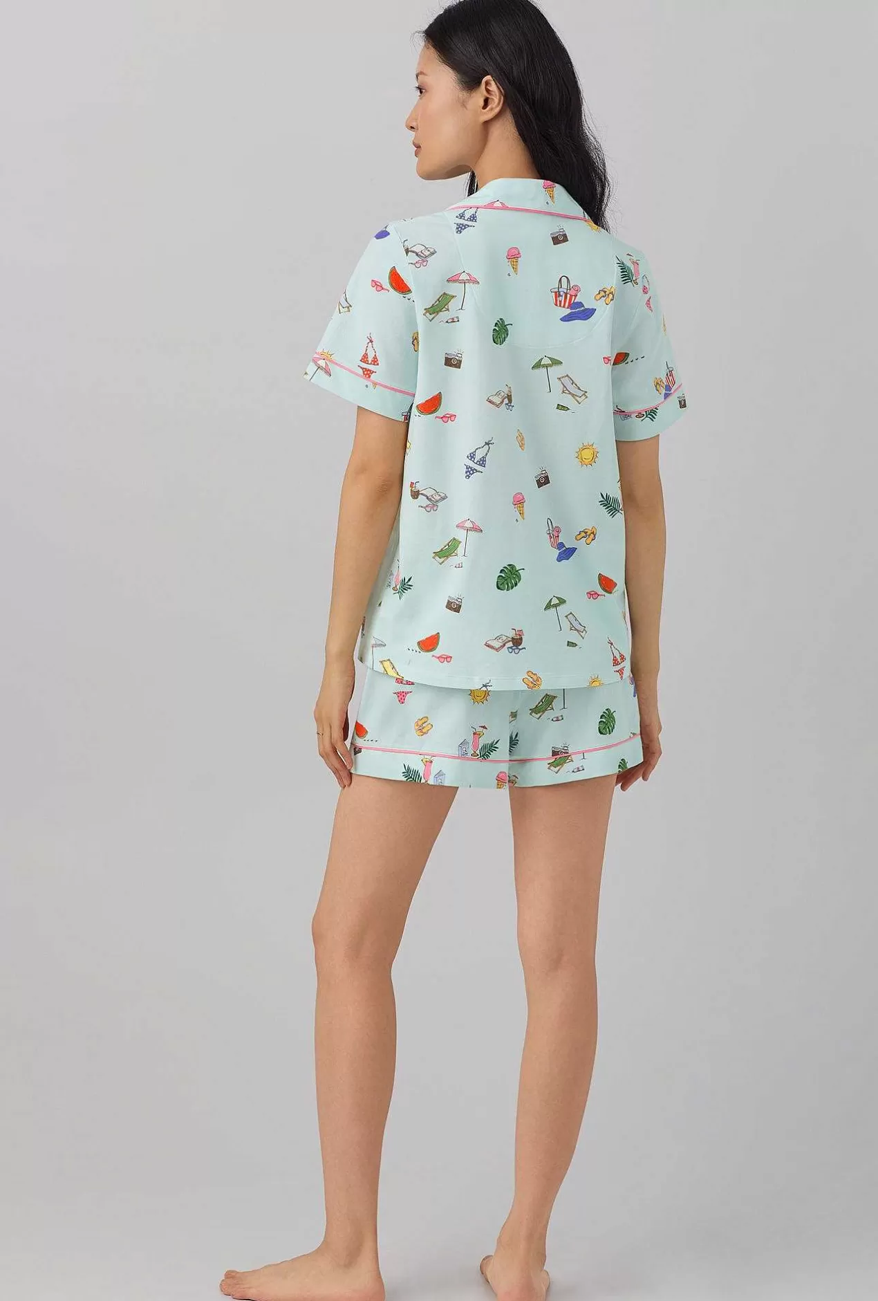Extended Sizes*Bedhead Pajamas Beach Day Short Sleeve Classic Shorty Stretch Jersey Pj Set