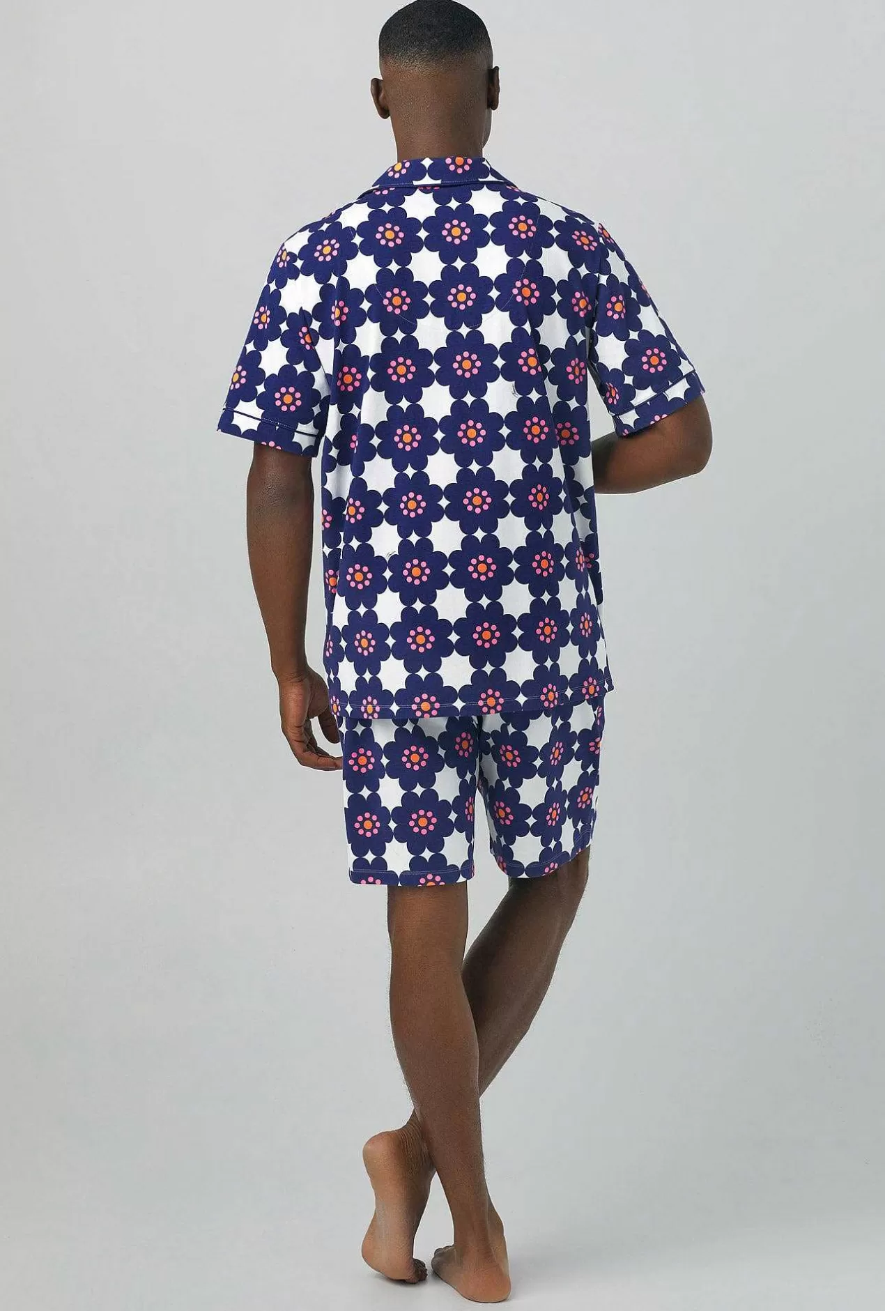 Notch Collar Short Sleep Sets*Bedhead Pajamas Bedhead X Mr. Turk Floral Tile Men'S Short Sleeve Notch Stretch Jersey Short Pj Set