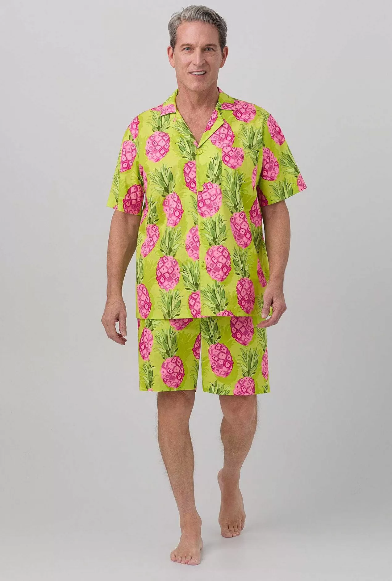 Notch Collar Short Sleep Sets*Bedhead Pajamas Bedhead X Mr. Turk Kiwi Pineapple Men'S Short Sleeve Woven Poplin Short Pj Set