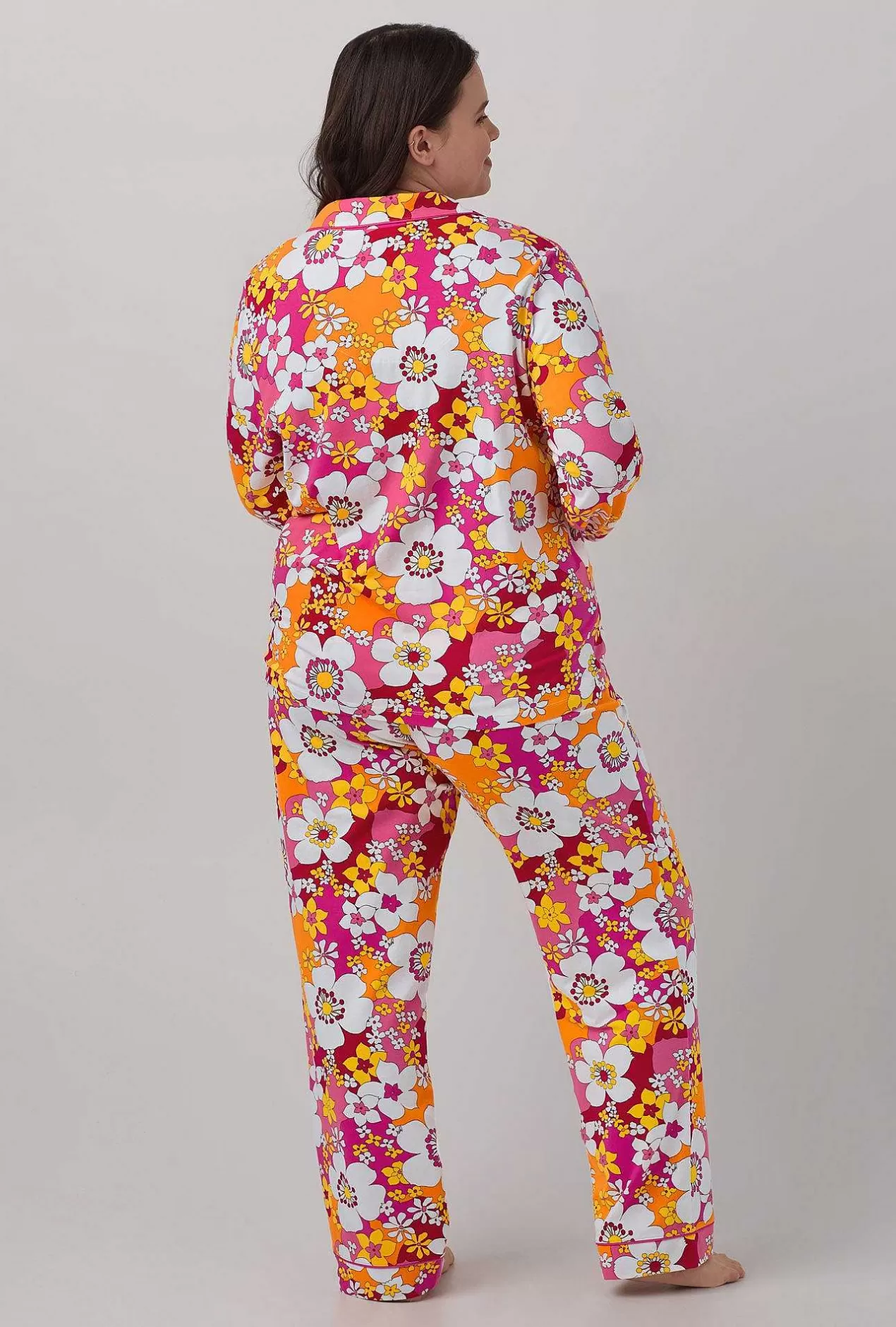 Floral Shop*Bedhead Pajamas Bedhead X Trina Turk Bali Pink Floral Women'S Long Sleeve Classic Stretch Jersey Pj Set