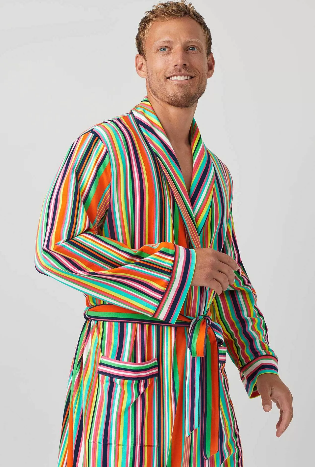 Robes*Bedhead Pajamas Bedhead X Trina Turk Stripe Unisex Stretch Jersey Robe De Chambre