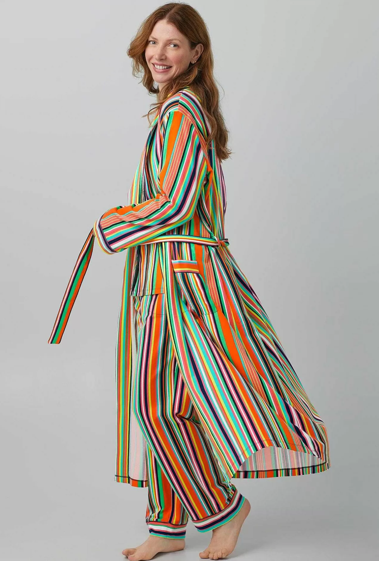 Robes*Bedhead Pajamas Bedhead X Trina Turk Stripe Unisex Stretch Jersey Robe De Chambre