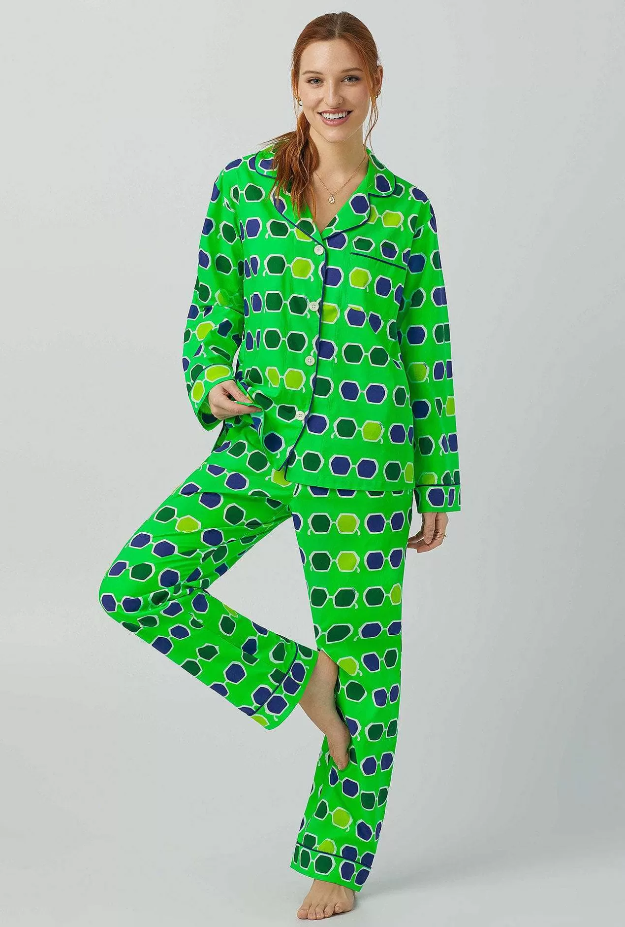Long Sleep Sets*Bedhead Pajamas Bedhead X Trina Turk Sunglasses Long Sleeve Classic Woven Cotton Poplin Pj Set