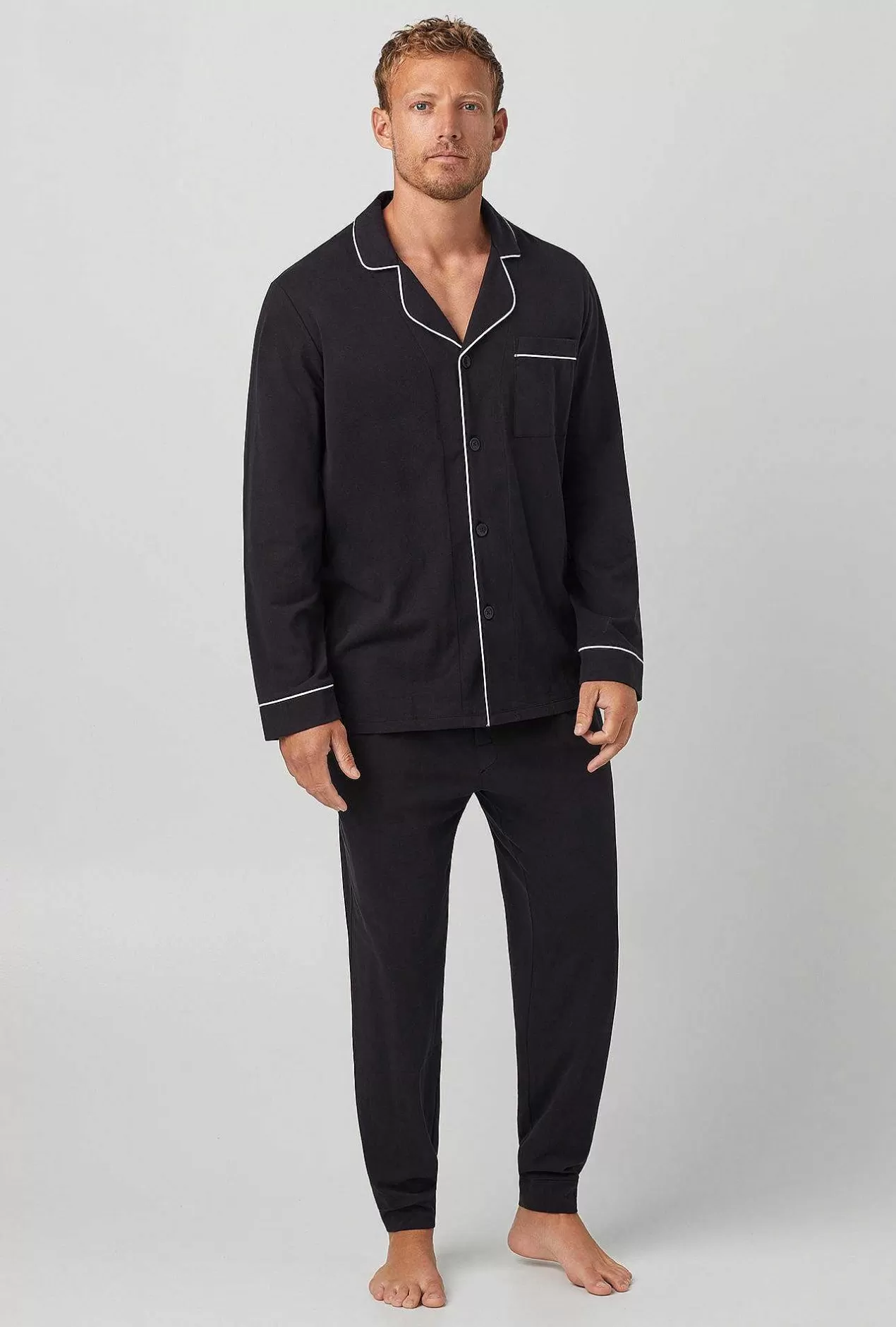 Bedhead Favorites*Bedhead Pajamas Black Beauty Men'S Long Sleeve And Jogger Stretch Jersey Pj Set