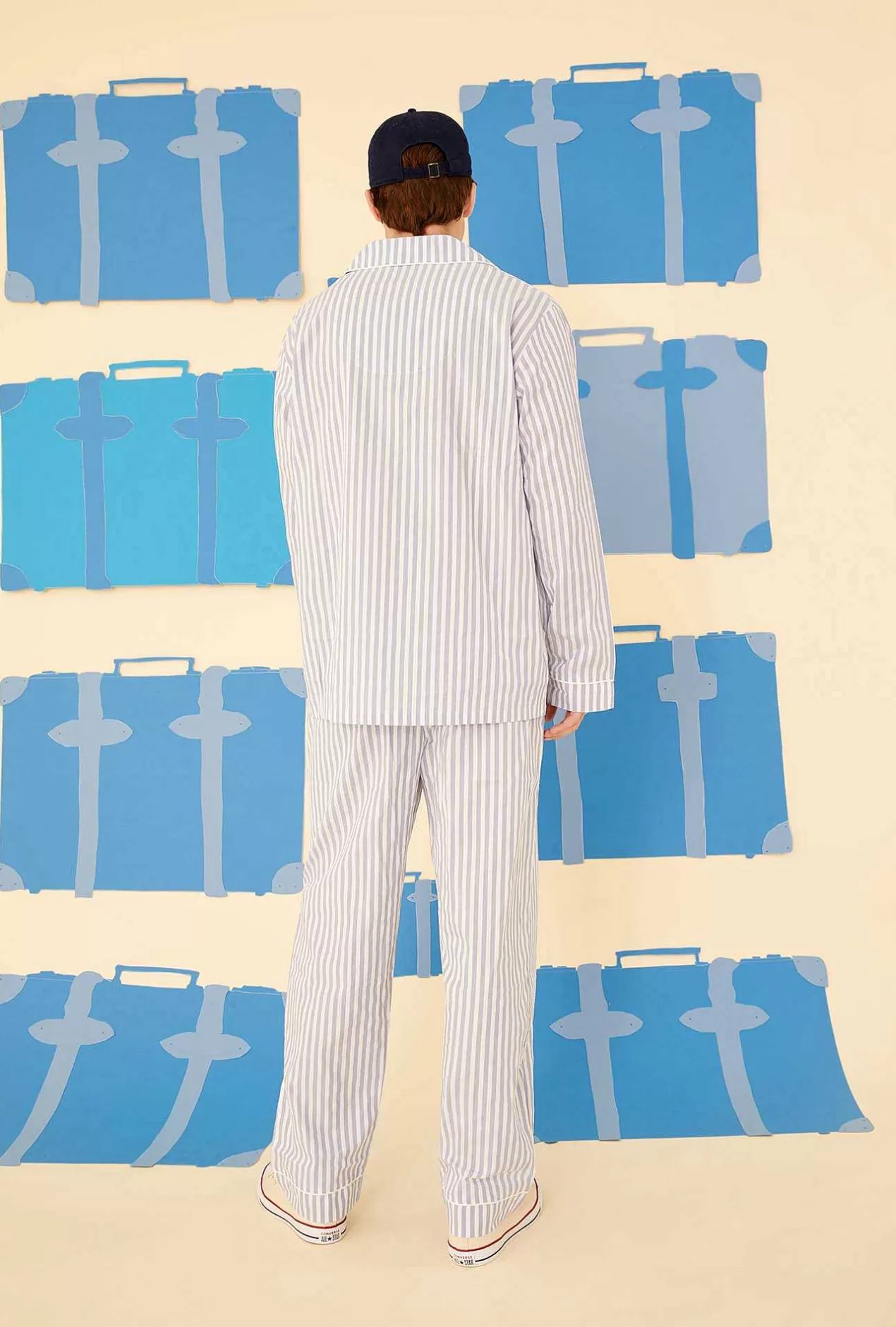 Stripe Shop*Bedhead Pajamas Blue 3D Stripe Men'S Long Sleeve Classic Woven Cotton Sateen Pj Set