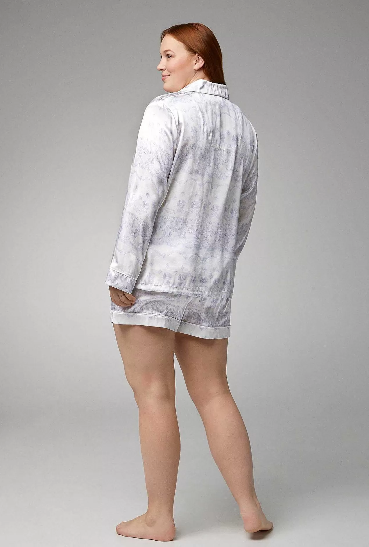 Bridal Shop*Bedhead Pajamas Buttercream Long Sleeve Classic Woven Silk Satin Shorty Pj Set
