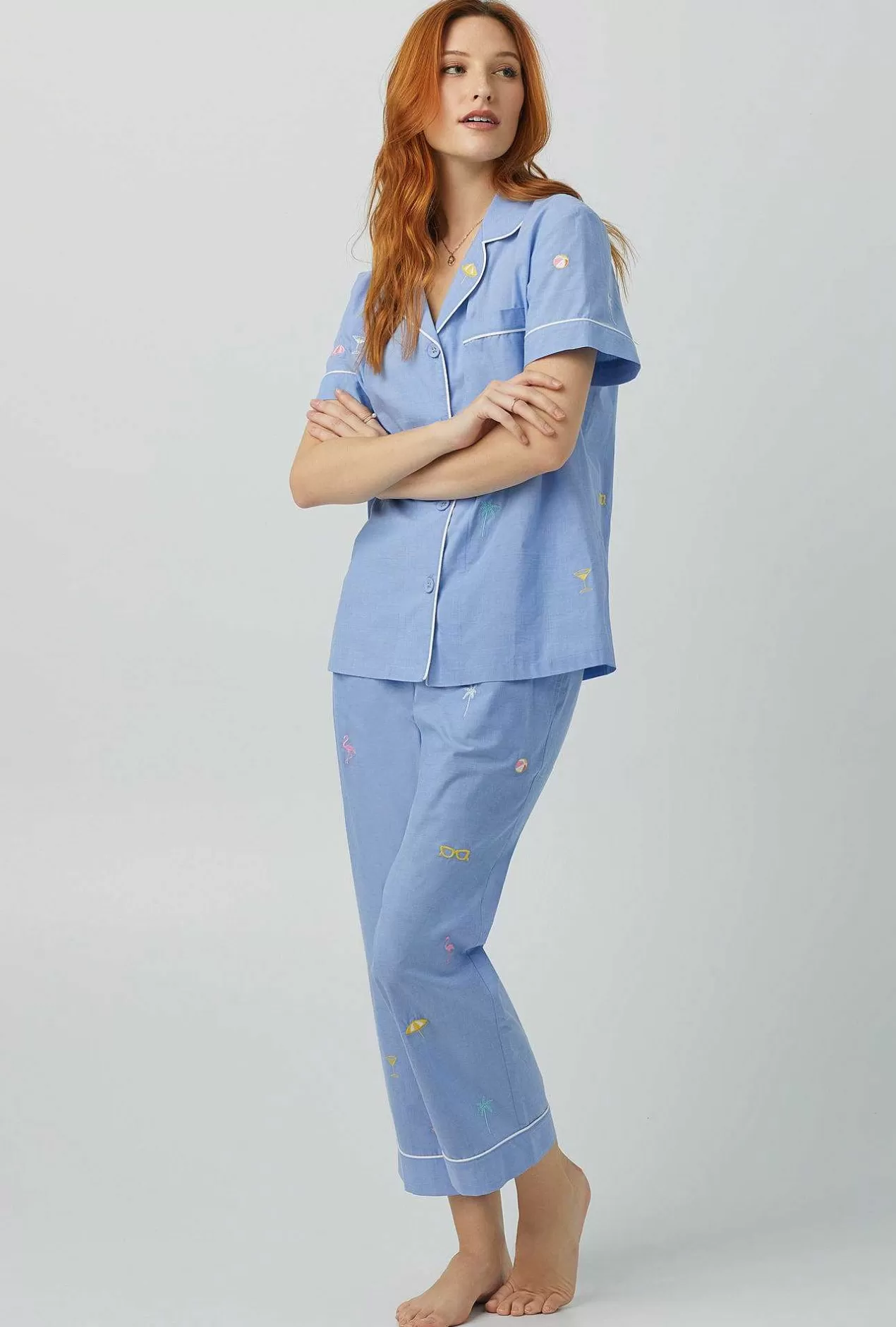 Cropped Sets*Bedhead Pajamas Chambray Short Sleeve Classic Woven Cotton Poplin Cropped Pj Set