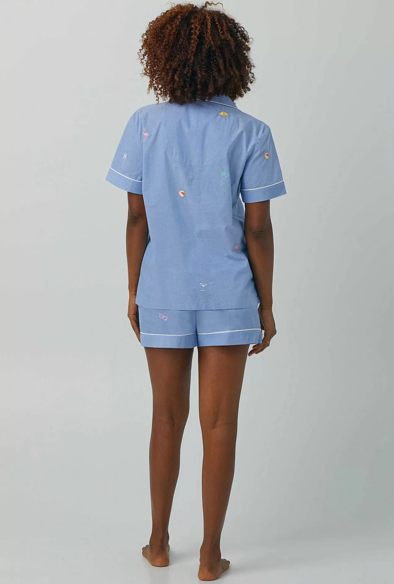Shorty Sets*Bedhead Pajamas Chambray Short Sleeve Classic Woven Cotton Poplin Shorty Pj Set