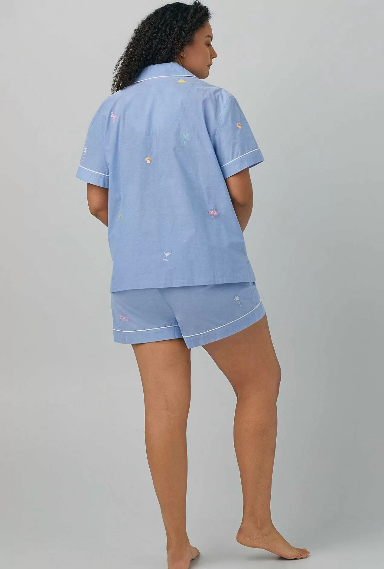 Extended Sizes*Bedhead Pajamas Chambray Short Sleeve Classic Woven Cotton Poplin Shorty Pj Set