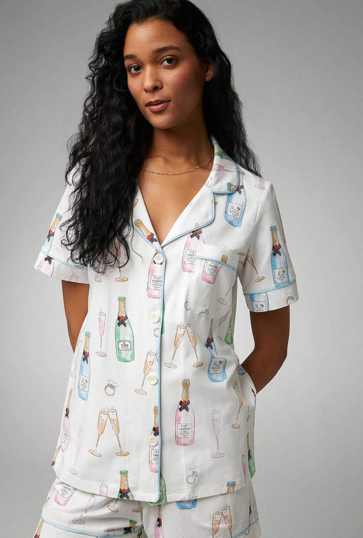 Shorty Sets*Bedhead Pajamas Champagne Wedding Short Sleeve Classic Shorty Stretch Jersey Pj Set