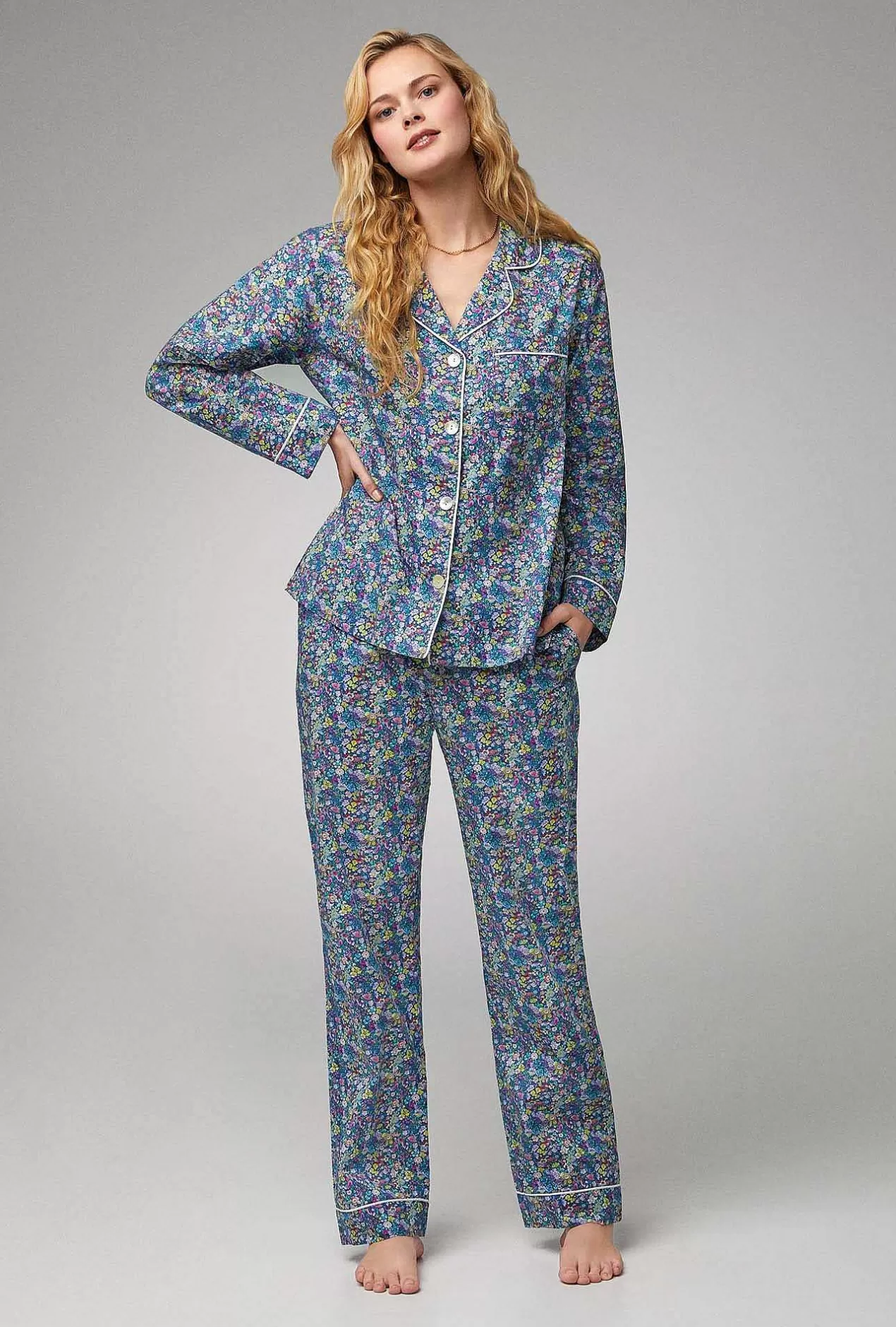 Made With Liberty Fabrics*Bedhead Pajamas Classic Garden Long Sleeve Classic Woven Cotton Tana Lawn® Pj Set Made With Liberty Fabrics