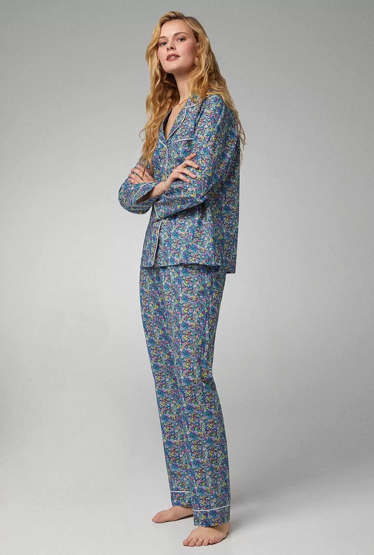 Made With Liberty Fabrics*Bedhead Pajamas Classic Garden Long Sleeve Classic Woven Cotton Tana Lawn® Pj Set Made With Liberty Fabrics