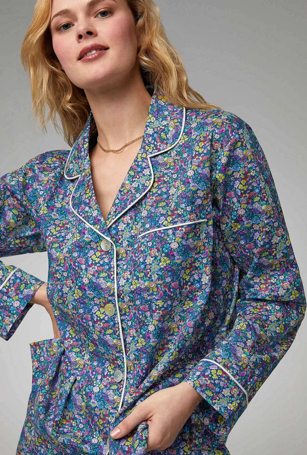 Made With Liberty Fabrics*Bedhead Pajamas Classic Garden Long Sleeve Classic Woven Cotton Tana Lawn® Pj Set Made With Liberty Fabrics