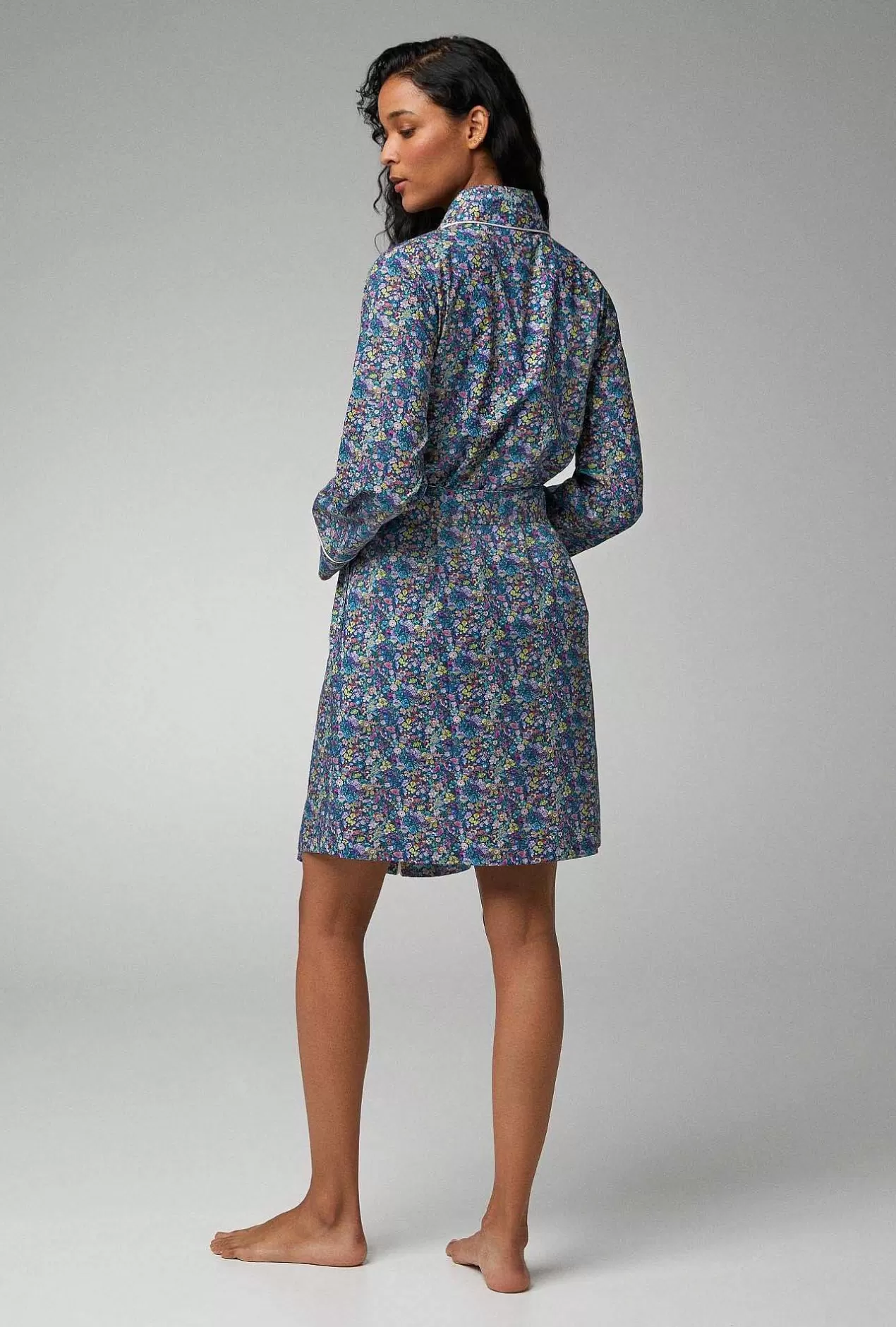 Made With Liberty Fabrics*Bedhead Pajamas Classic Garden Shawl Collar Classic Woven Tana Lawn® Robe Made With Liberty Fabrics