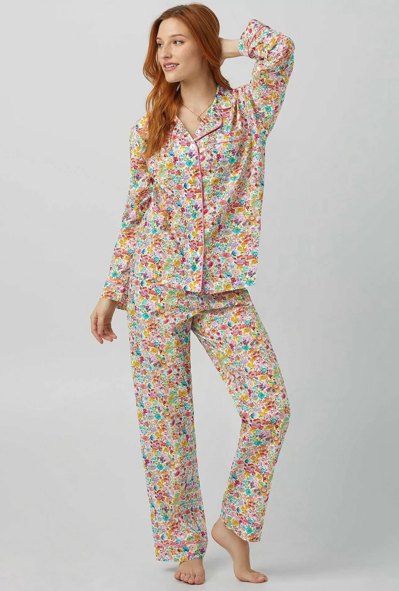 Made With Liberty Fabrics*Bedhead Pajamas Classic Meadow Long Sleeve Classic Woven Cotton Tana Lawn® Pj Set Made With Liberty Fabrics