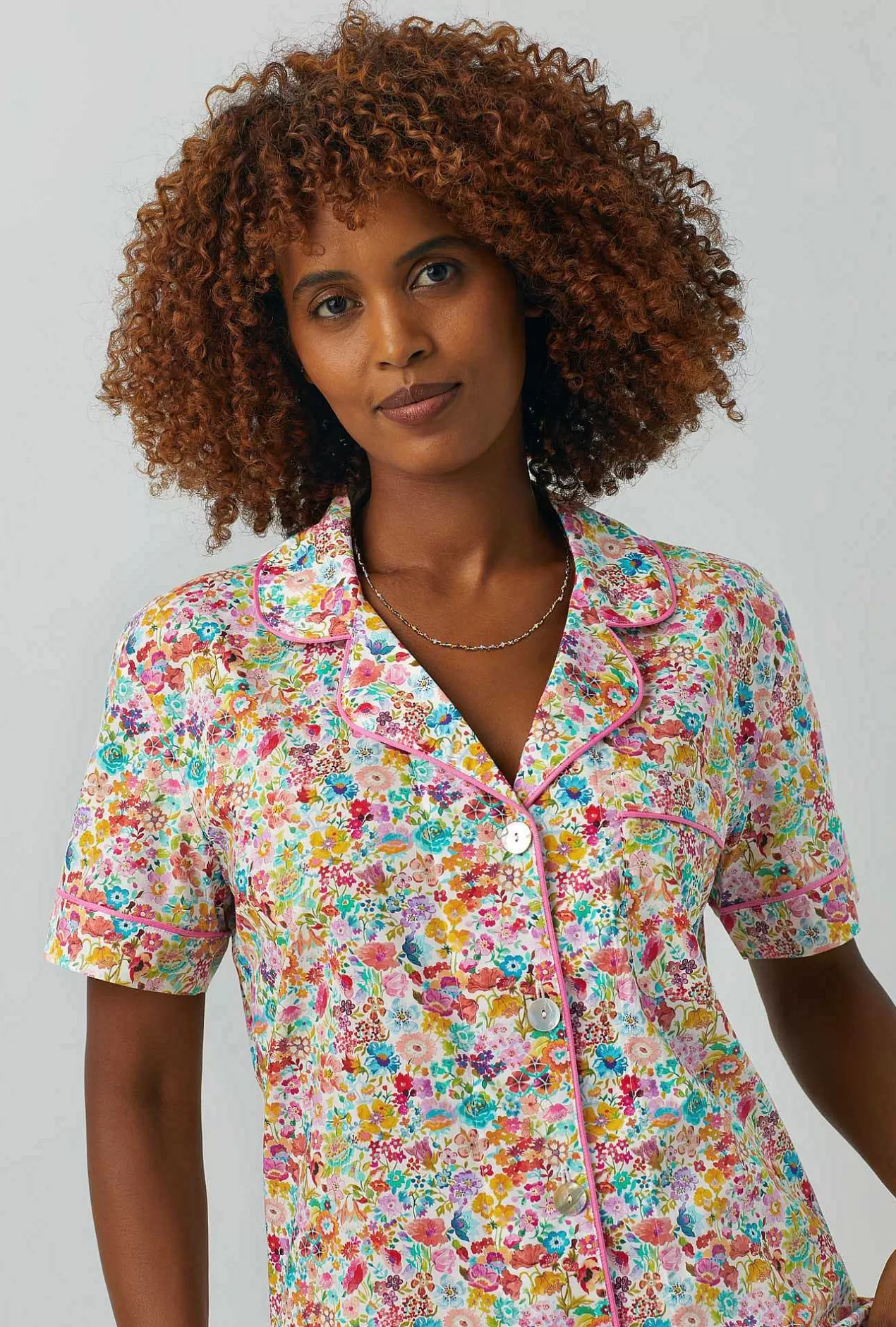 Floral Shop*Bedhead Pajamas Classic Meadow Short Sleeve Classic Woven Cotton Tana Lawn® Cropped Pj Set Made With Liberty Fabrics