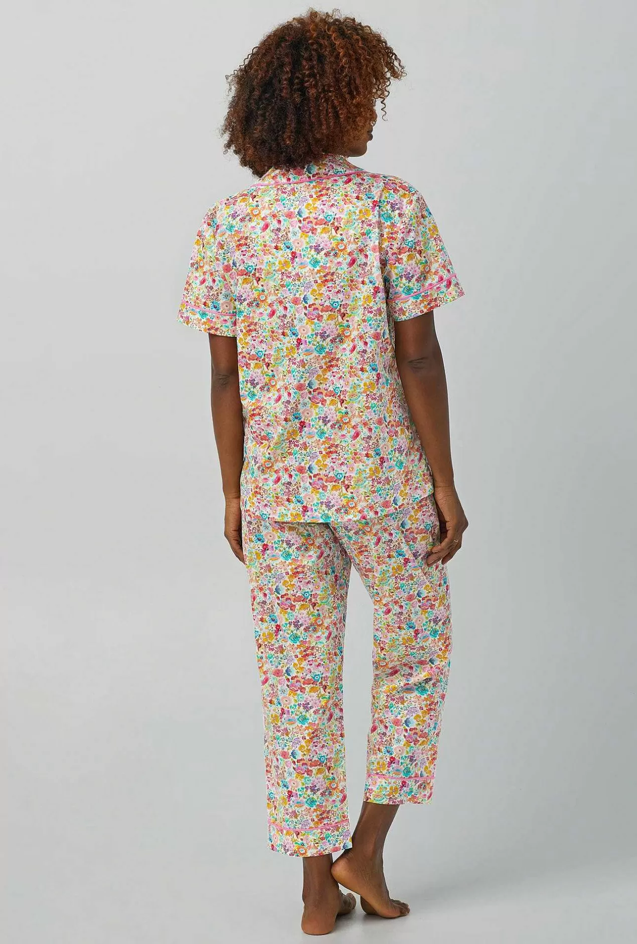 Floral Shop*Bedhead Pajamas Classic Meadow Short Sleeve Classic Woven Cotton Tana Lawn® Cropped Pj Set Made With Liberty Fabrics
