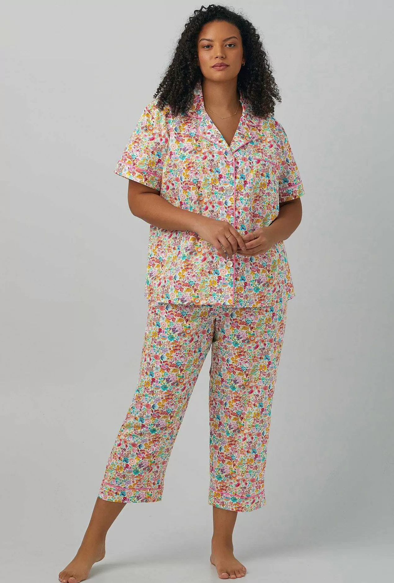Floral Shop*Bedhead Pajamas Classic Meadow Short Sleeve Classic Woven Cotton Tana Lawn® Cropped Pj Set Made With Liberty Fabrics