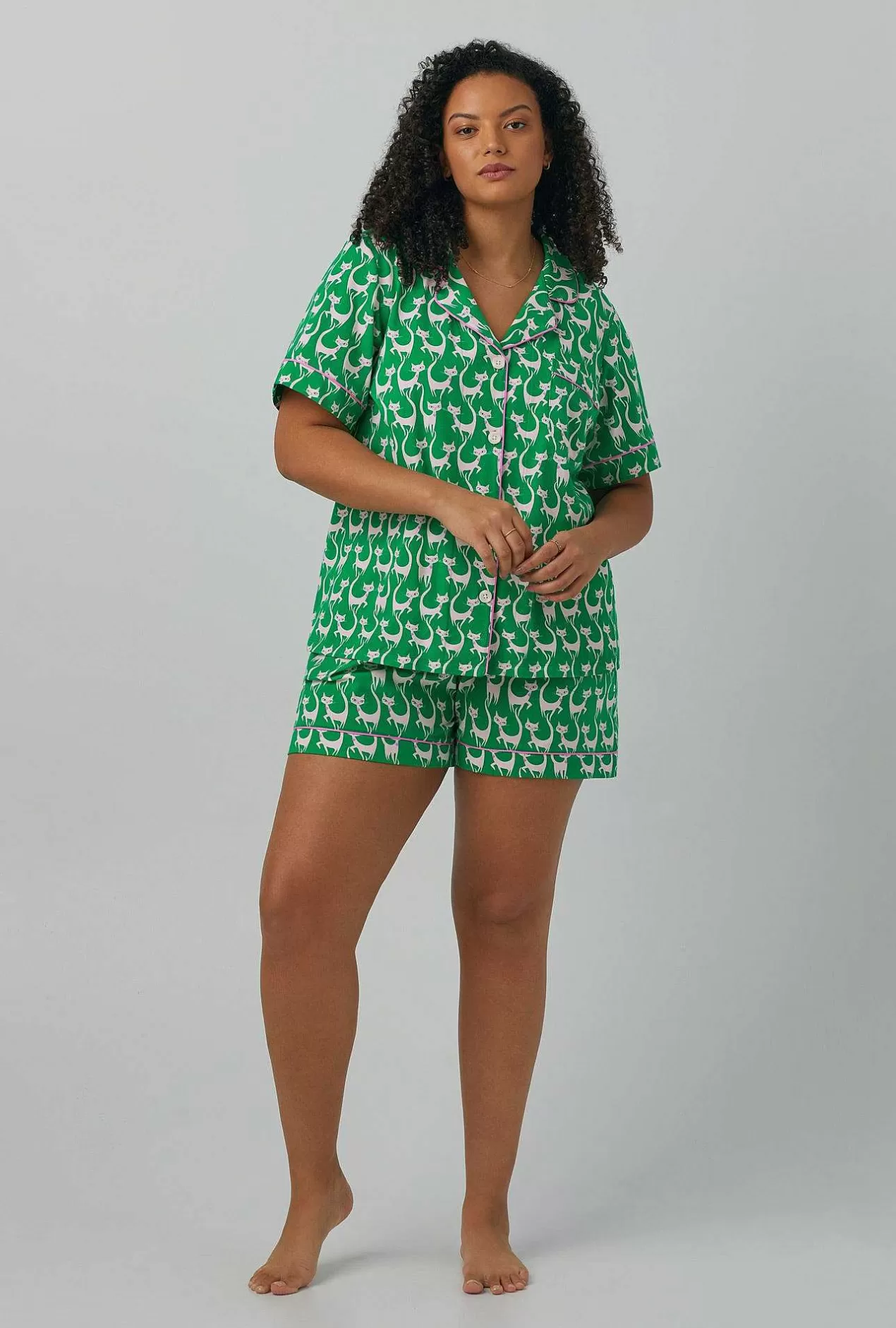 Shorty Sets*Bedhead Pajamas Cool Cats Short Sleeve Classic Shorty Stretch Jersey Pj Set