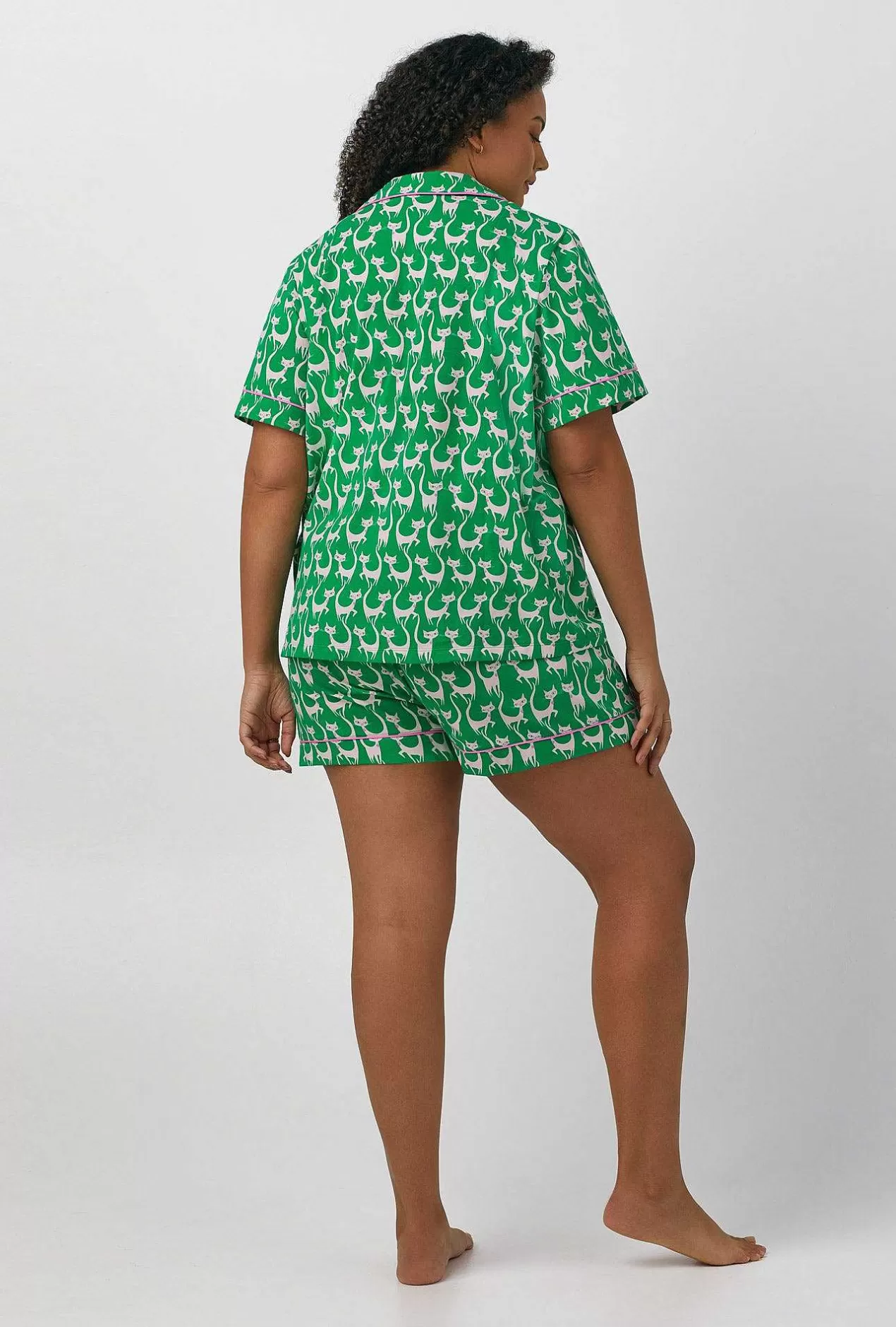 Shorty Sets*Bedhead Pajamas Cool Cats Short Sleeve Classic Shorty Stretch Jersey Pj Set