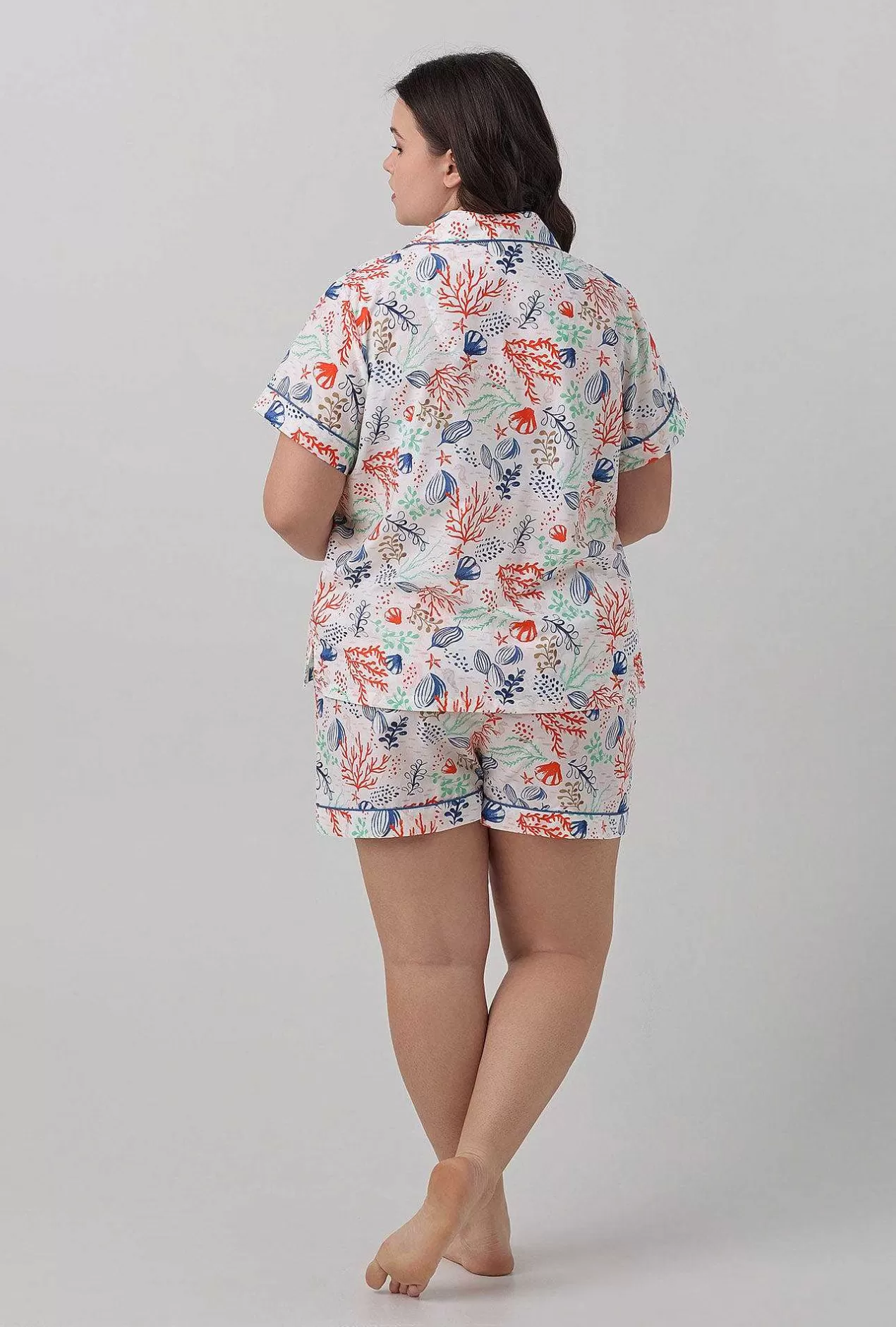 Shorty Sets*Bedhead Pajamas Coral Reef Short Sleeve Classic Woven Cotton Silk Pj Set