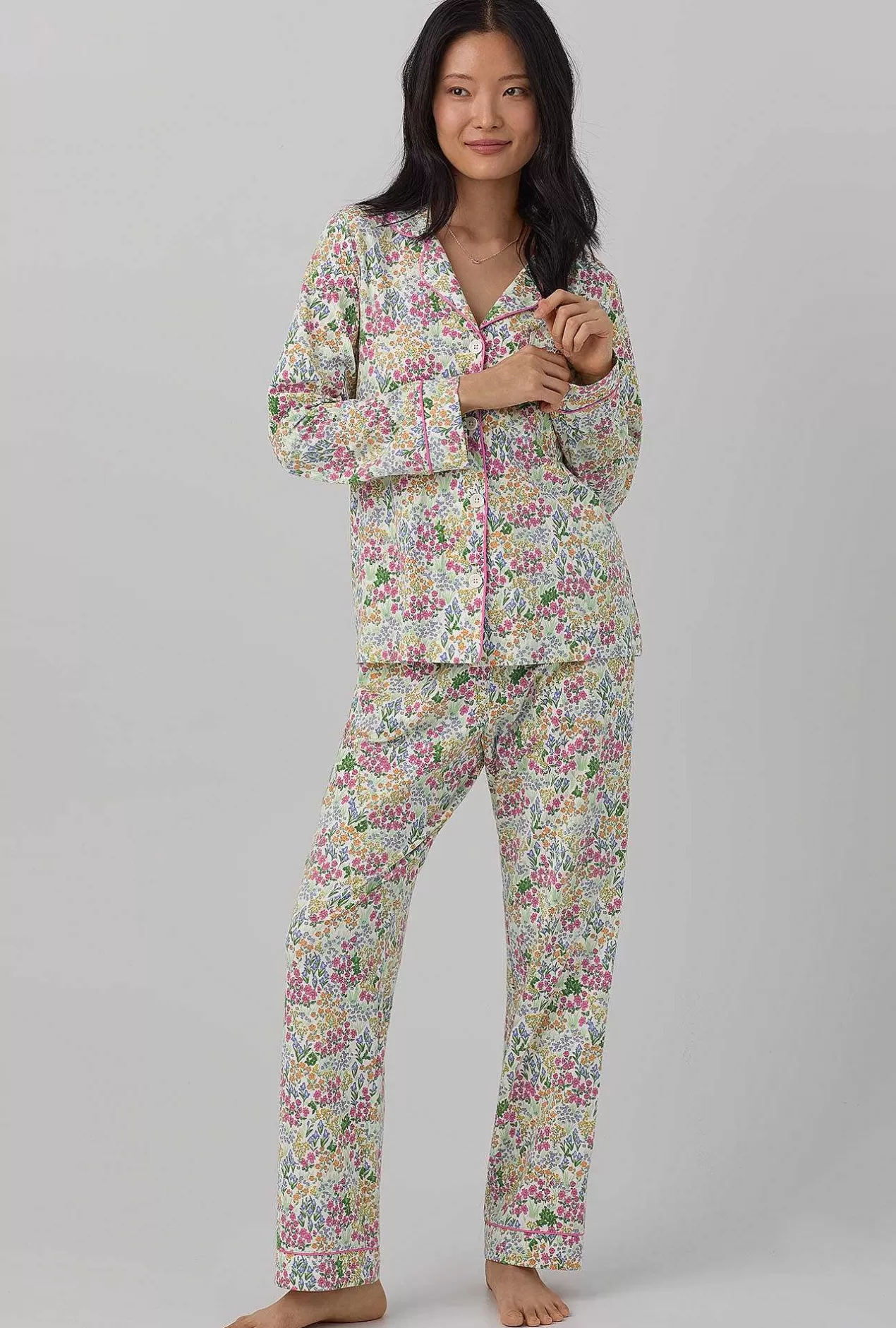 Extended Sizes*Bedhead Pajamas Cottage Garden Long Sleeve Classic Stretch Jersey Pj Set