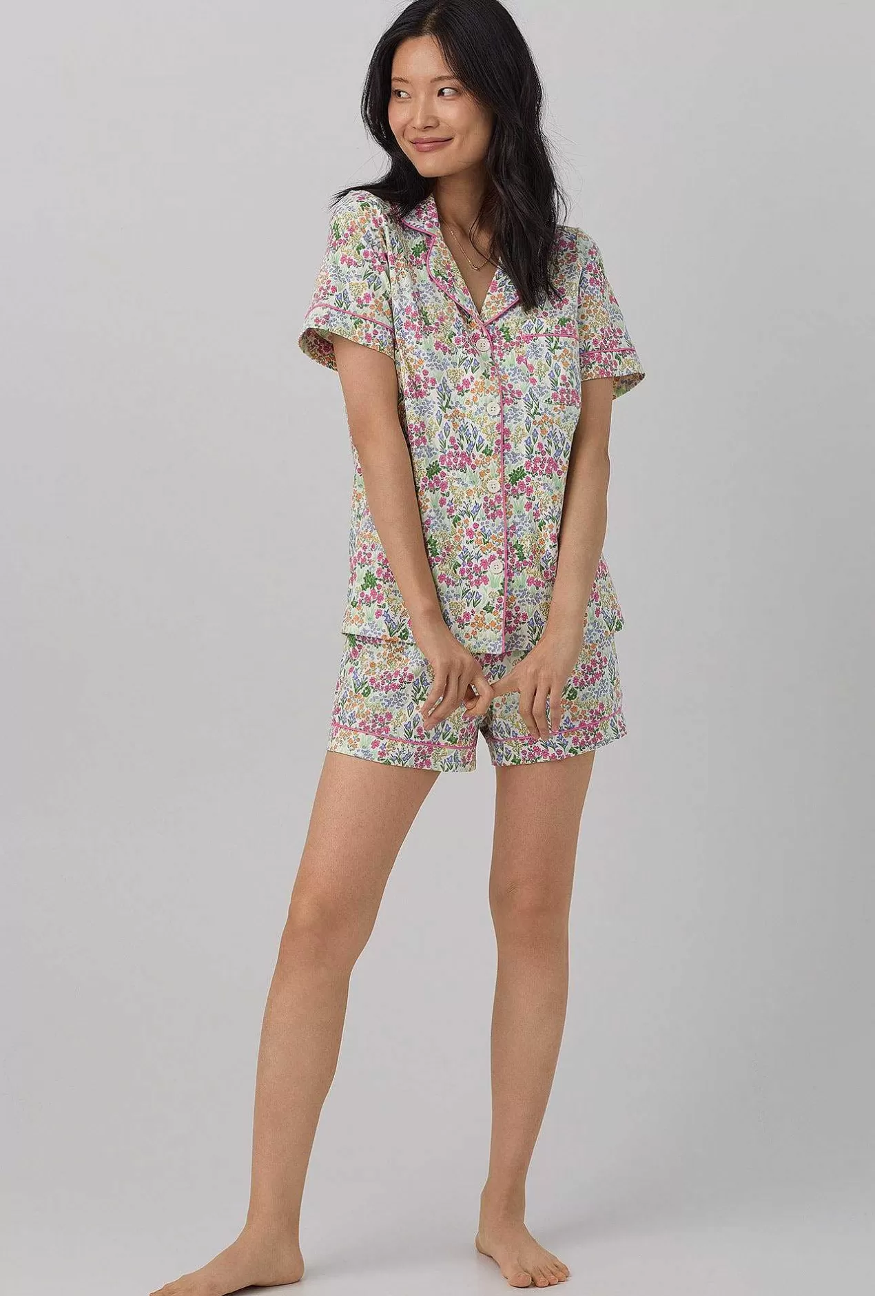 Mother'S Day*Bedhead Pajamas Cottage Garden Short Sleeve Classic Shorty Stretch Jersey Pj Set