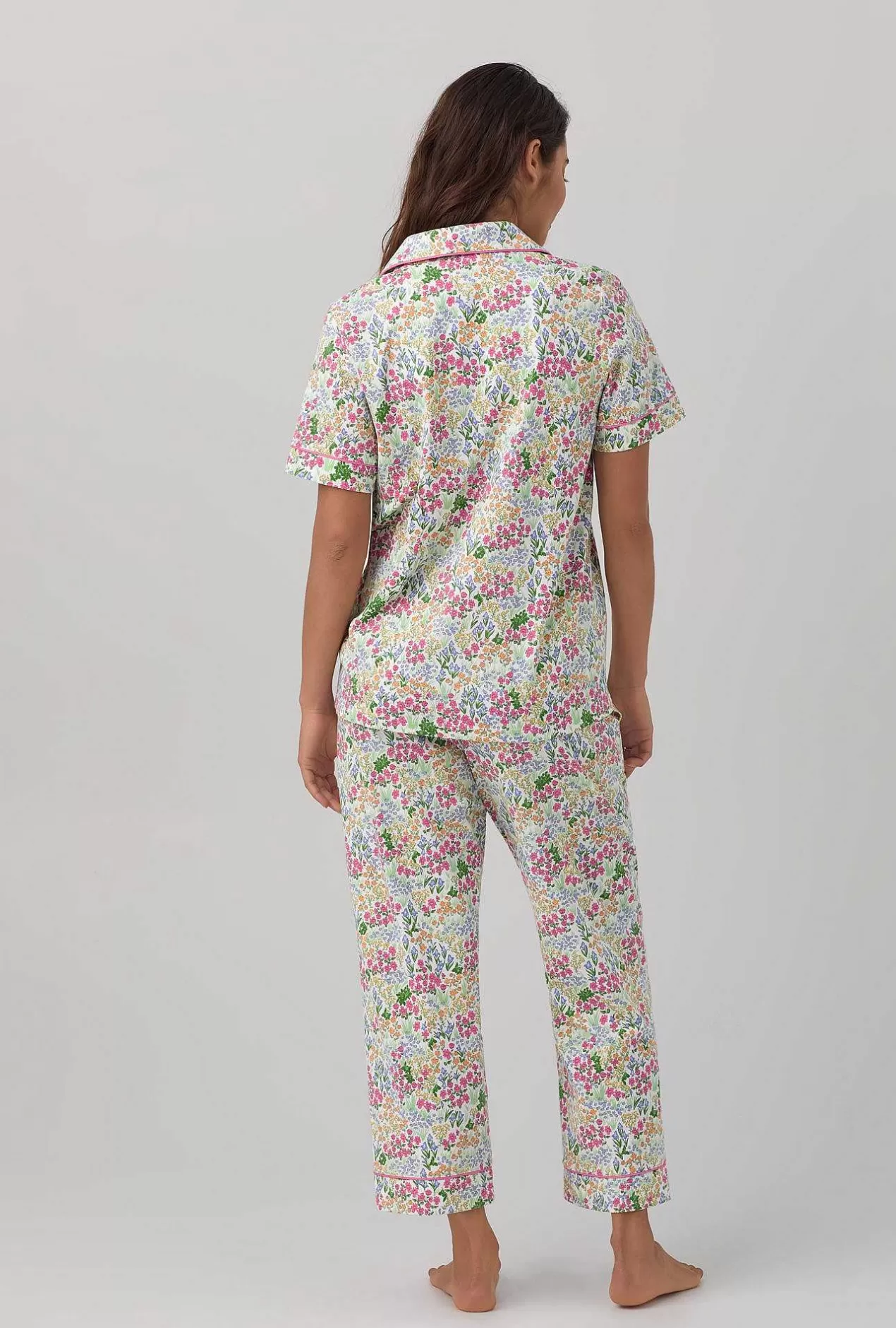 Floral Shop*Bedhead Pajamas Cottage Garden Short Sleeve Classic Stretch Jersey Cropped Pj Set