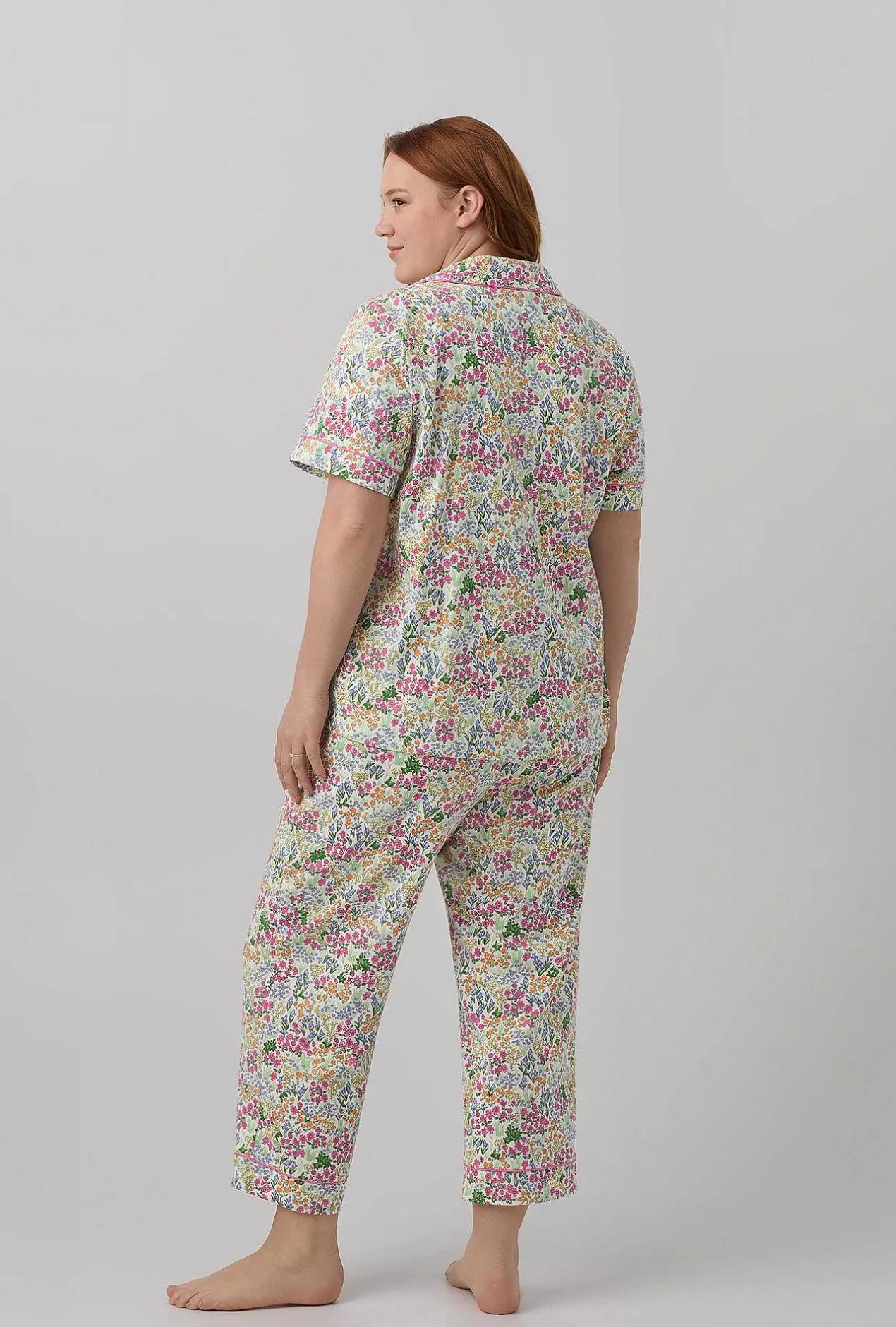 Mother'S Day*Bedhead Pajamas Cottage Garden Short Sleeve Classic Stretch Jersey Cropped Pj Set