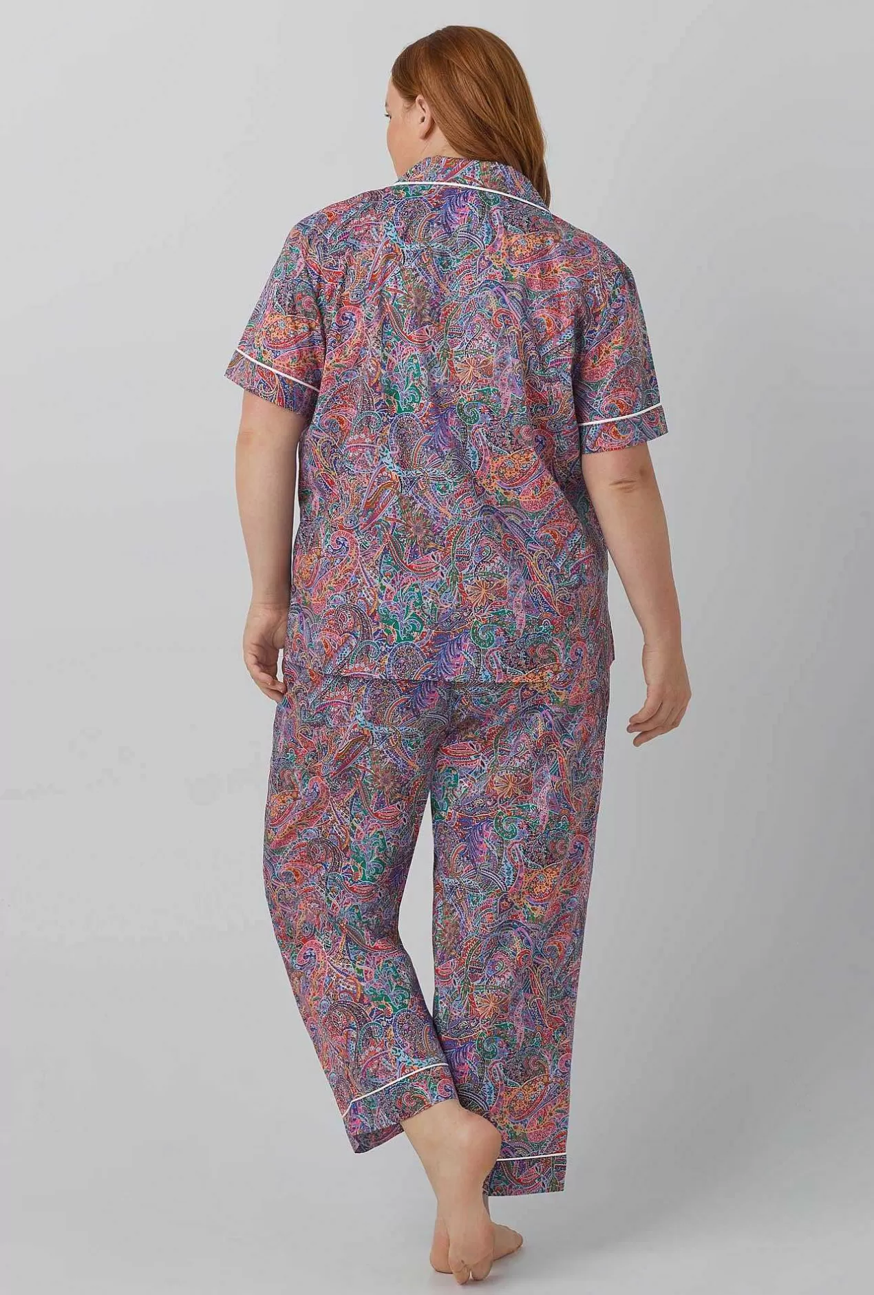Made With Liberty Fabrics*Bedhead Pajamas Dana Sharmin Short Sleeve Classic Woven Cotton Tana Lawn® Cropped Pj Set Made With Liberty Fabrics