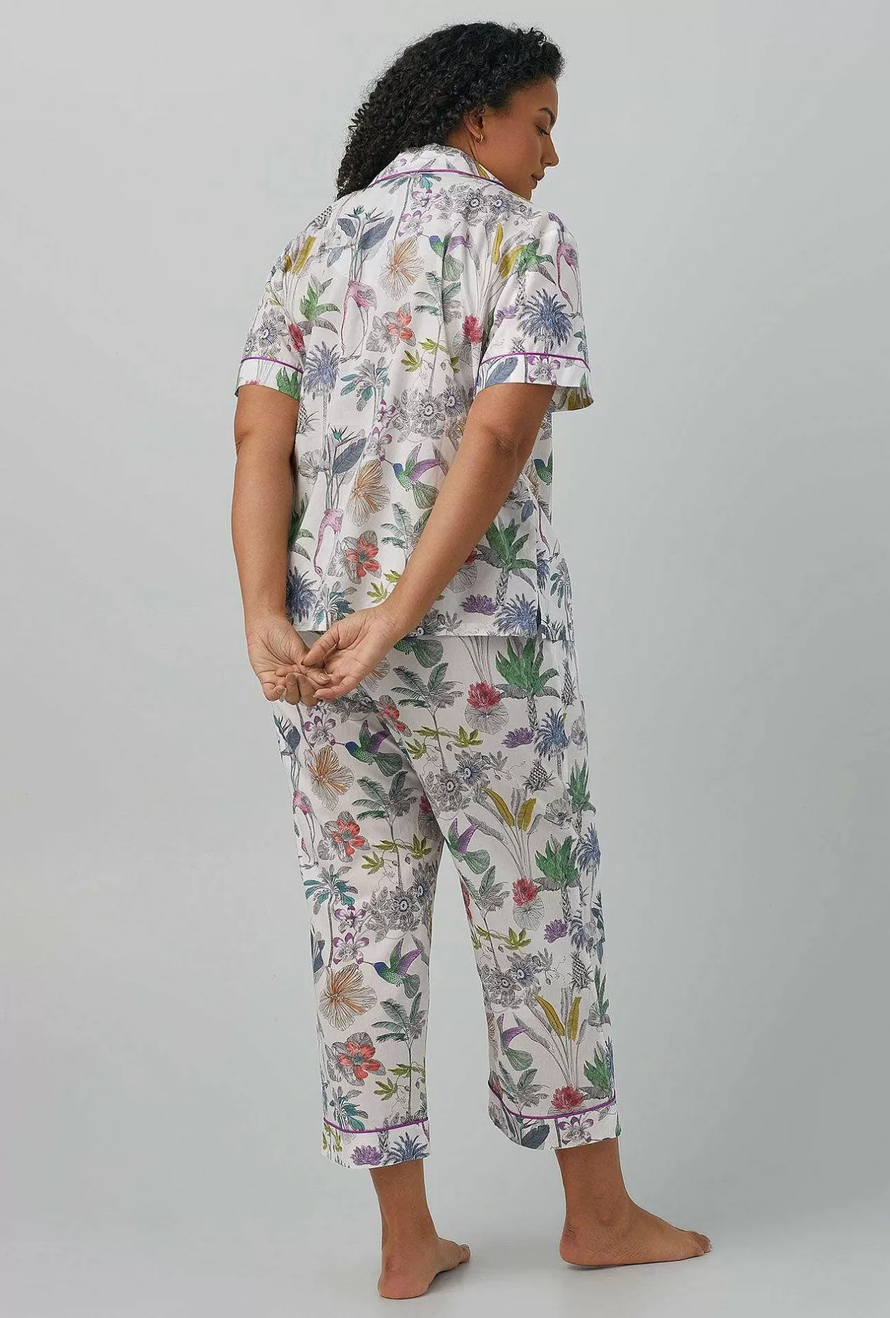 Extended Sizes*Bedhead Pajamas Darwin'S Journey Short Sleeve Classic Woven Cotton Tana Lawn® Cropped Pj Set Made With Liberty Fabrics