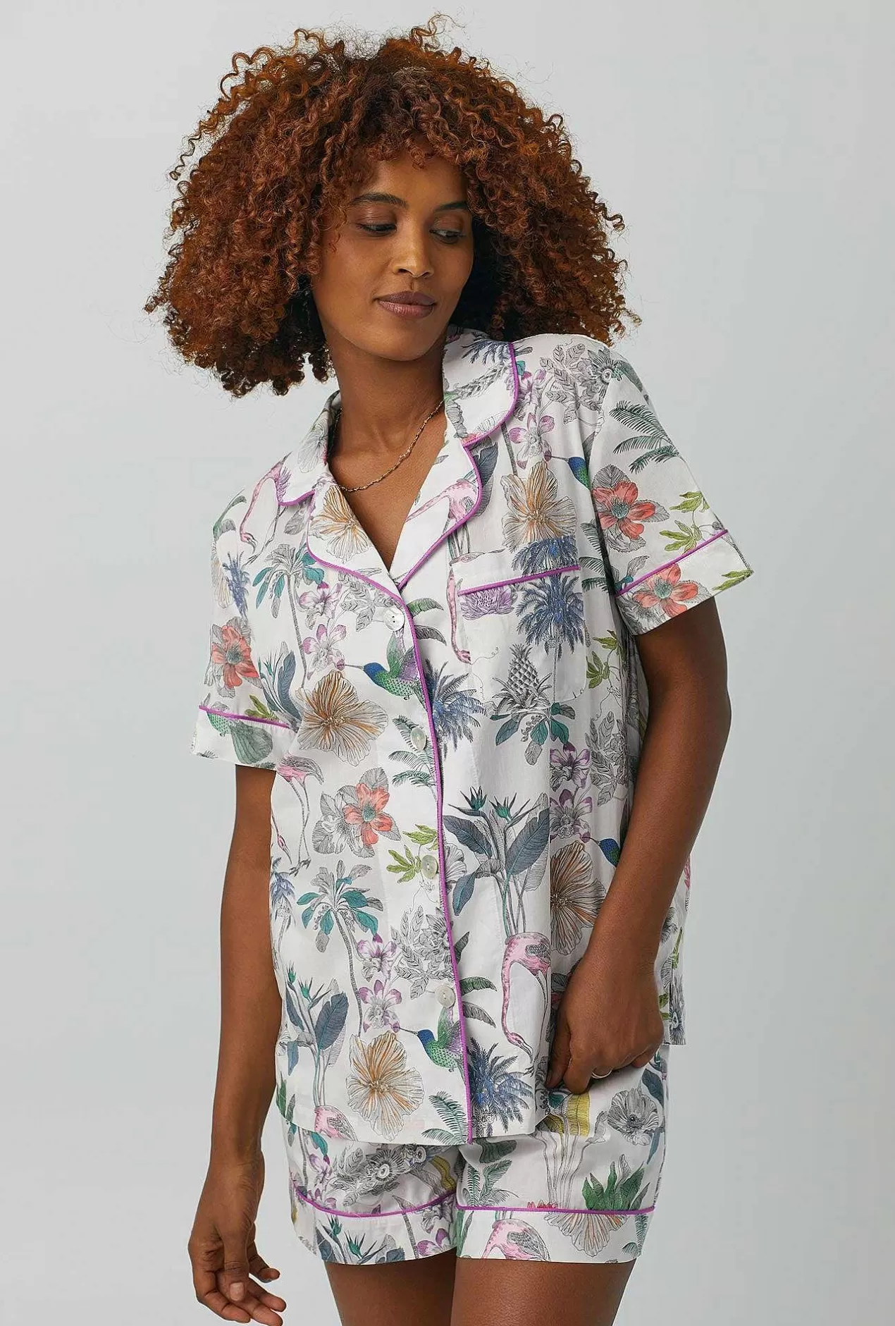 Extended Sizes*Bedhead Pajamas Darwin'S Journey Short Sleeve Classic Woven Cotton Tana Lawn® Shorty Pj Set Made With Liberty Fabrics
