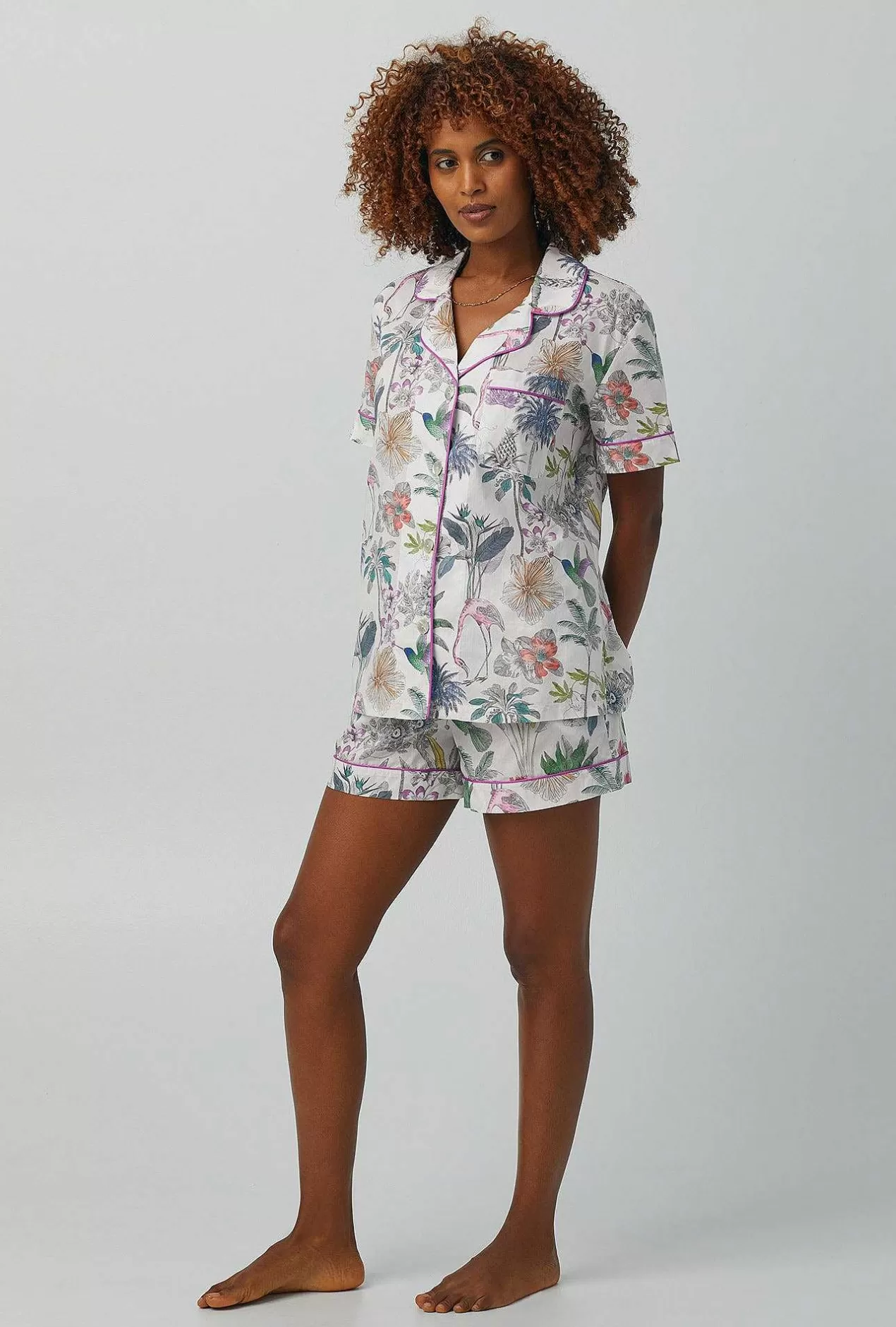 Extended Sizes*Bedhead Pajamas Darwin'S Journey Short Sleeve Classic Woven Cotton Tana Lawn® Shorty Pj Set Made With Liberty Fabrics