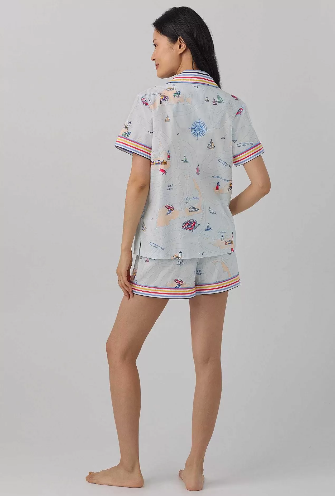 Shorty Sets*Bedhead Pajamas Eastern Seaboard Short Sleeve Classic Shorty Woven Cotton Poplin Pj Set