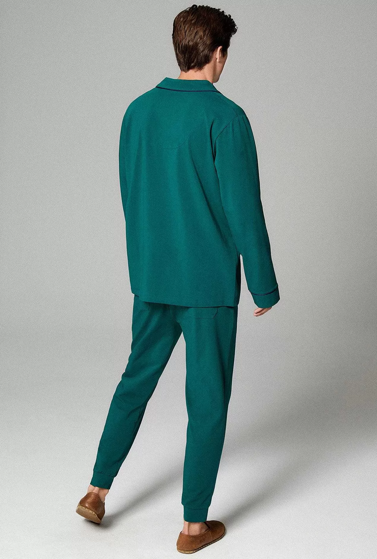 Bedhead Favorites*Bedhead Pajamas Emerald Green Men'S Long Sleeve And Jogger Stretch Jersey Pj Set