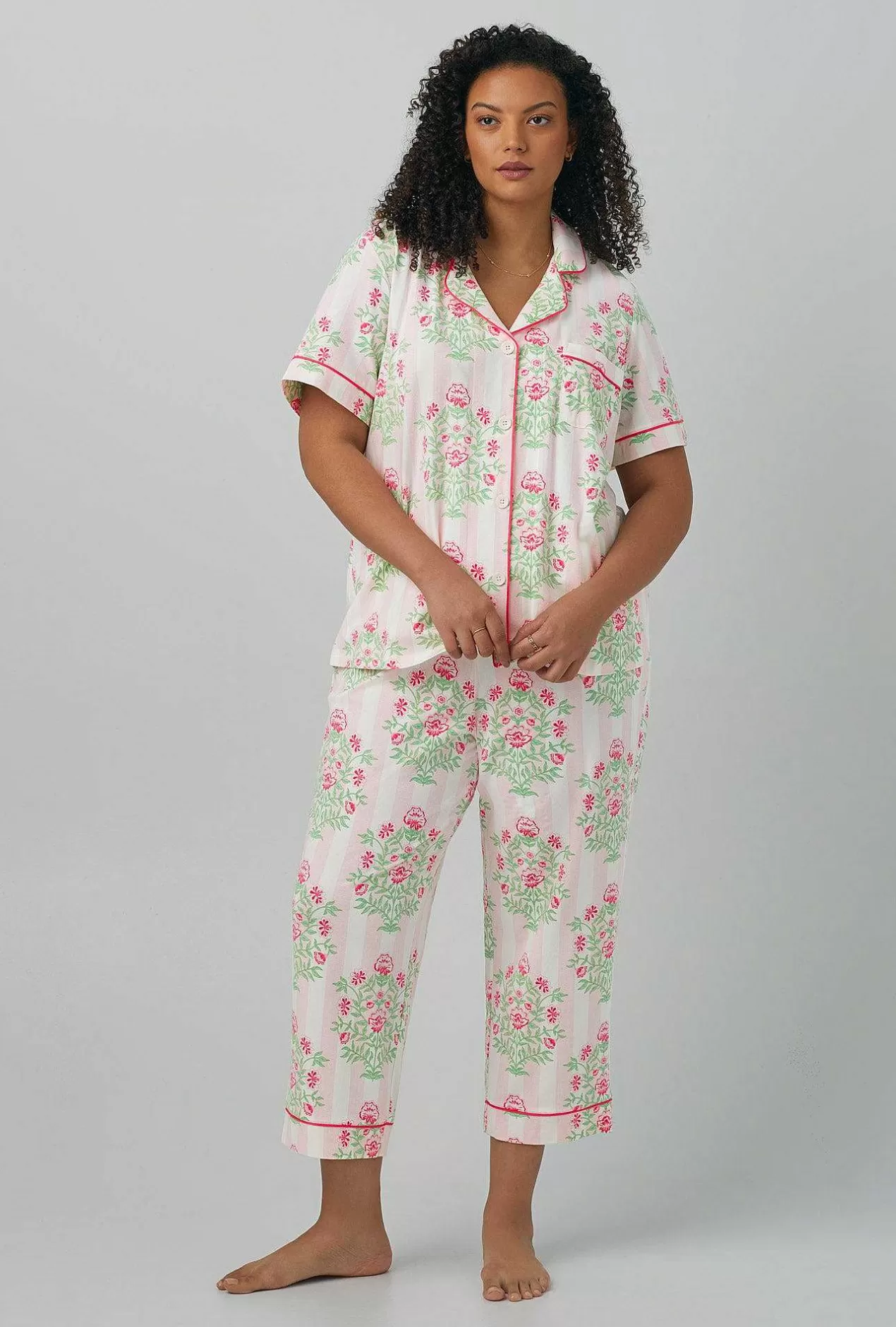 Cropped Sets*Bedhead Pajamas Estate Bouquet Short Sleeve Classic Stretch Jersey Cropped Pj Set