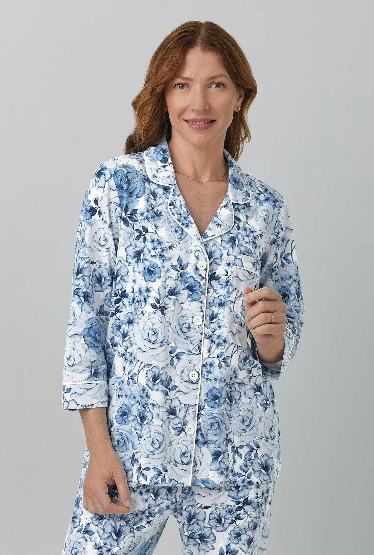 Extended Sizes*Bedhead Pajamas Eternal Blooms 3/4 Sleeve Classic Stretch Jersey Cropped Pj Set