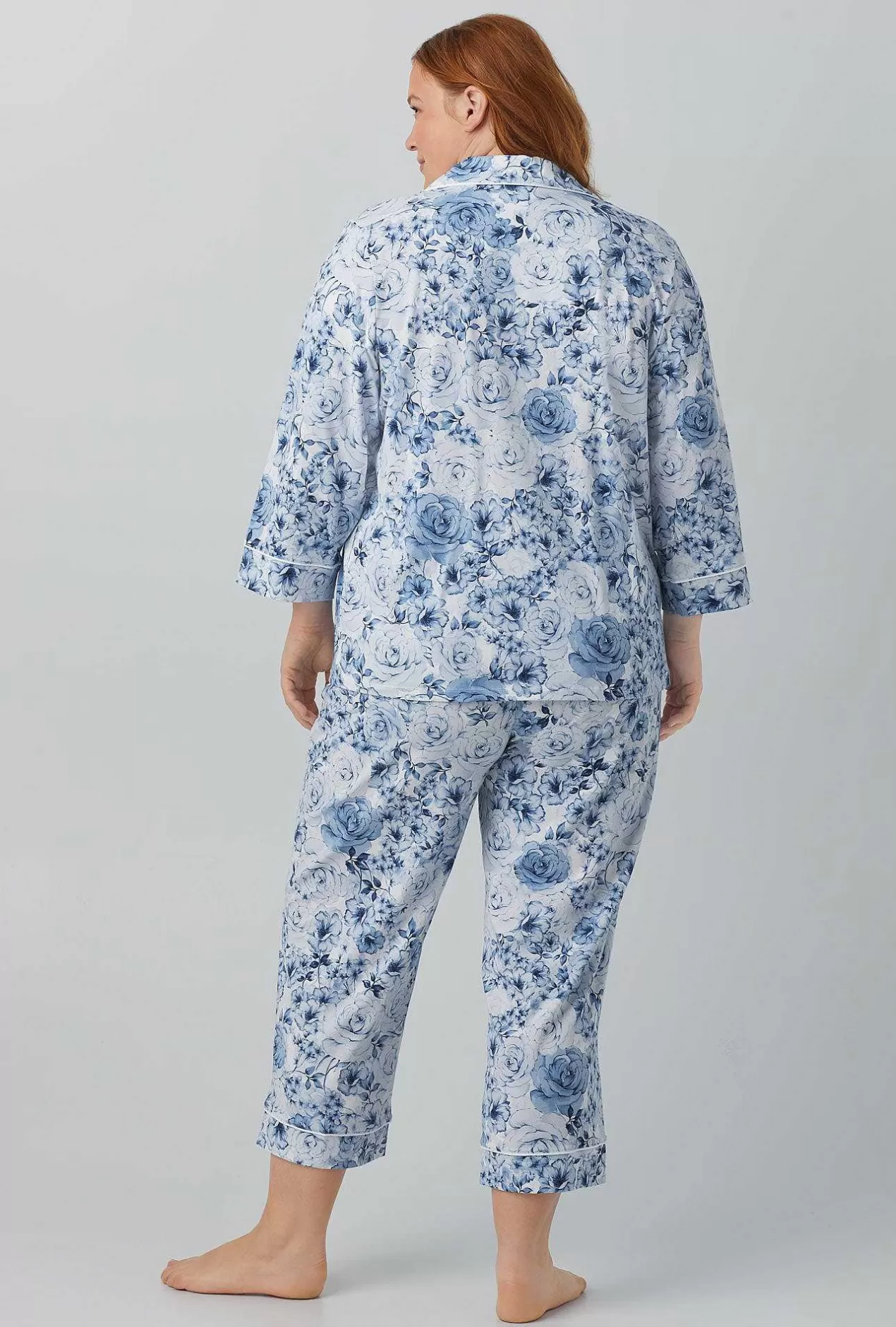 Extended Sizes*Bedhead Pajamas Eternal Blooms 3/4 Sleeve Classic Stretch Jersey Cropped Pj Set
