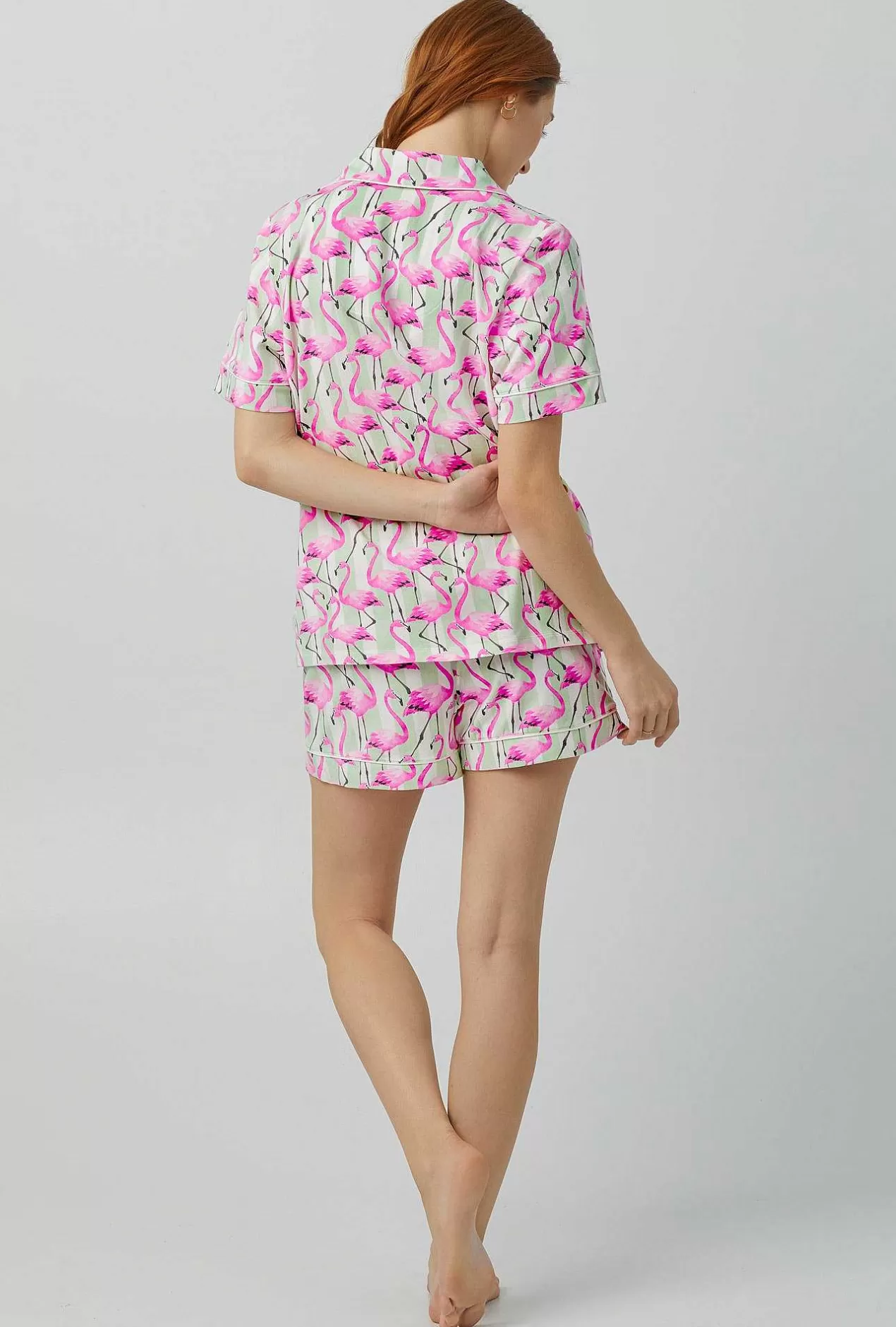Shorty Sets*Bedhead Pajamas Flamingo Bay Short Sleeve Classic Shorty Stretch Jersey Pj Set