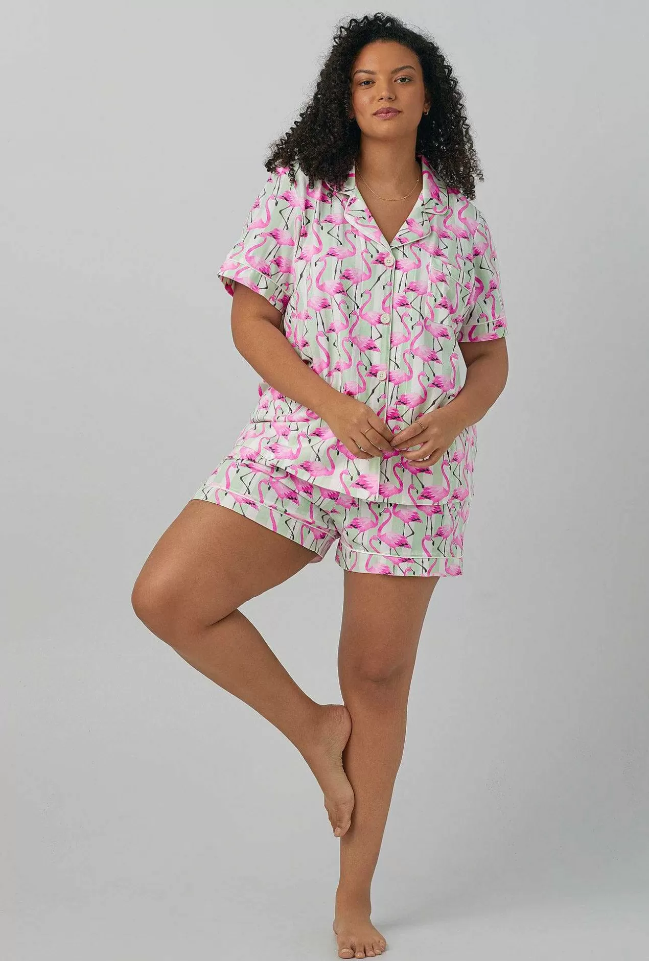 Shorty Sets*Bedhead Pajamas Flamingo Bay Short Sleeve Classic Shorty Stretch Jersey Pj Set