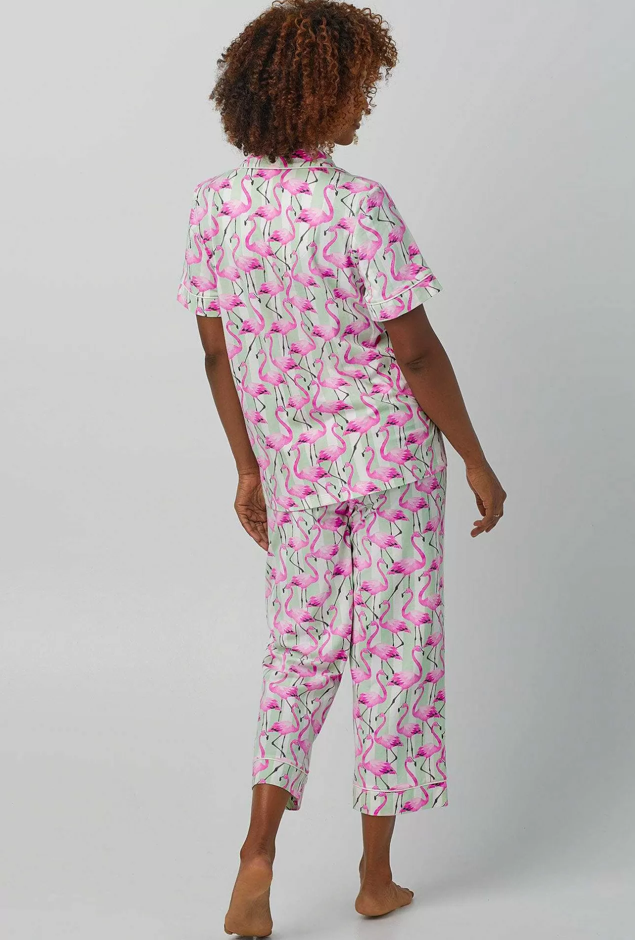 Cropped Sets*Bedhead Pajamas Flamingo Bay Short Sleeve Classic Stretch Jersey Cropped Pj Set