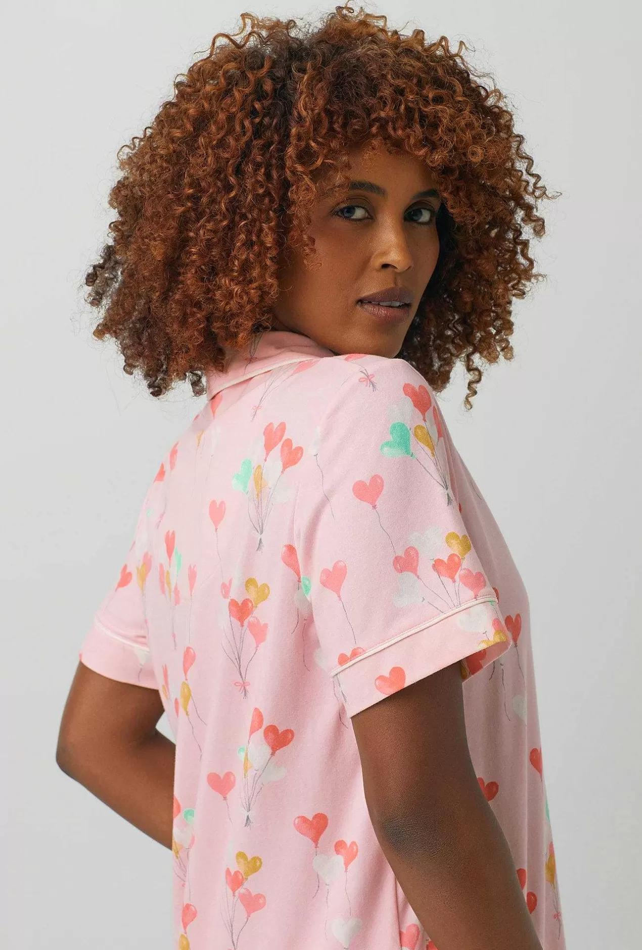 Bridal Shop*Bedhead Pajamas Floating Hearts Short Sleeve Classic Stretch Jersey Cropped Pj Set