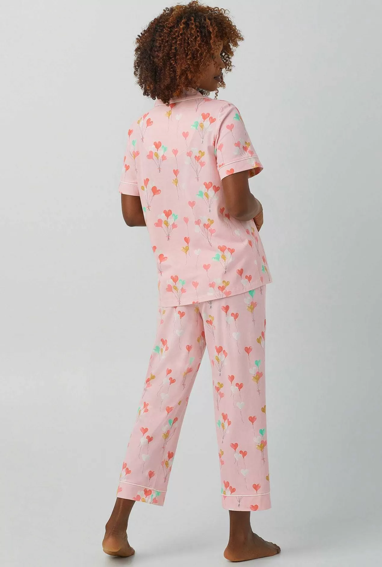 Cropped Sets*Bedhead Pajamas Floating Hearts Short Sleeve Classic Stretch Jersey Cropped Pj Set