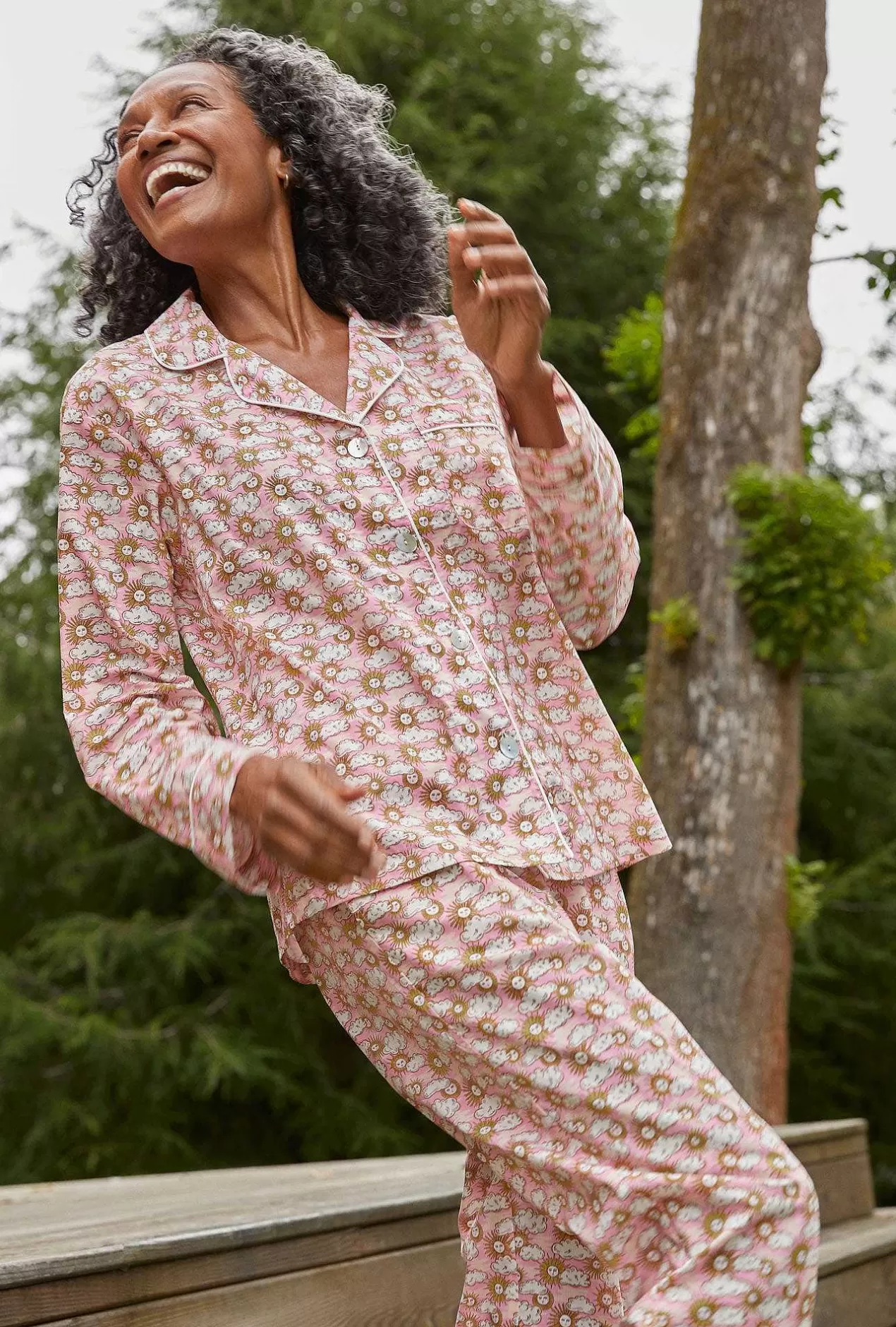 Made With Liberty Fabrics*Bedhead Pajamas Follow The Sun Long Sleeve Classic Woven Cotton Tana Lawn® Pj Set Made With Liberty Fabrics