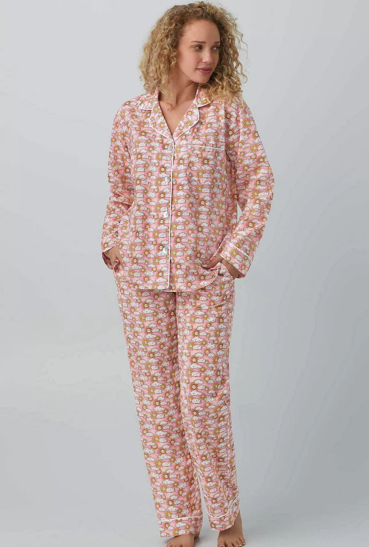 Made With Liberty Fabrics*Bedhead Pajamas Follow The Sun Long Sleeve Classic Woven Cotton Tana Lawn® Pj Set Made With Liberty Fabrics