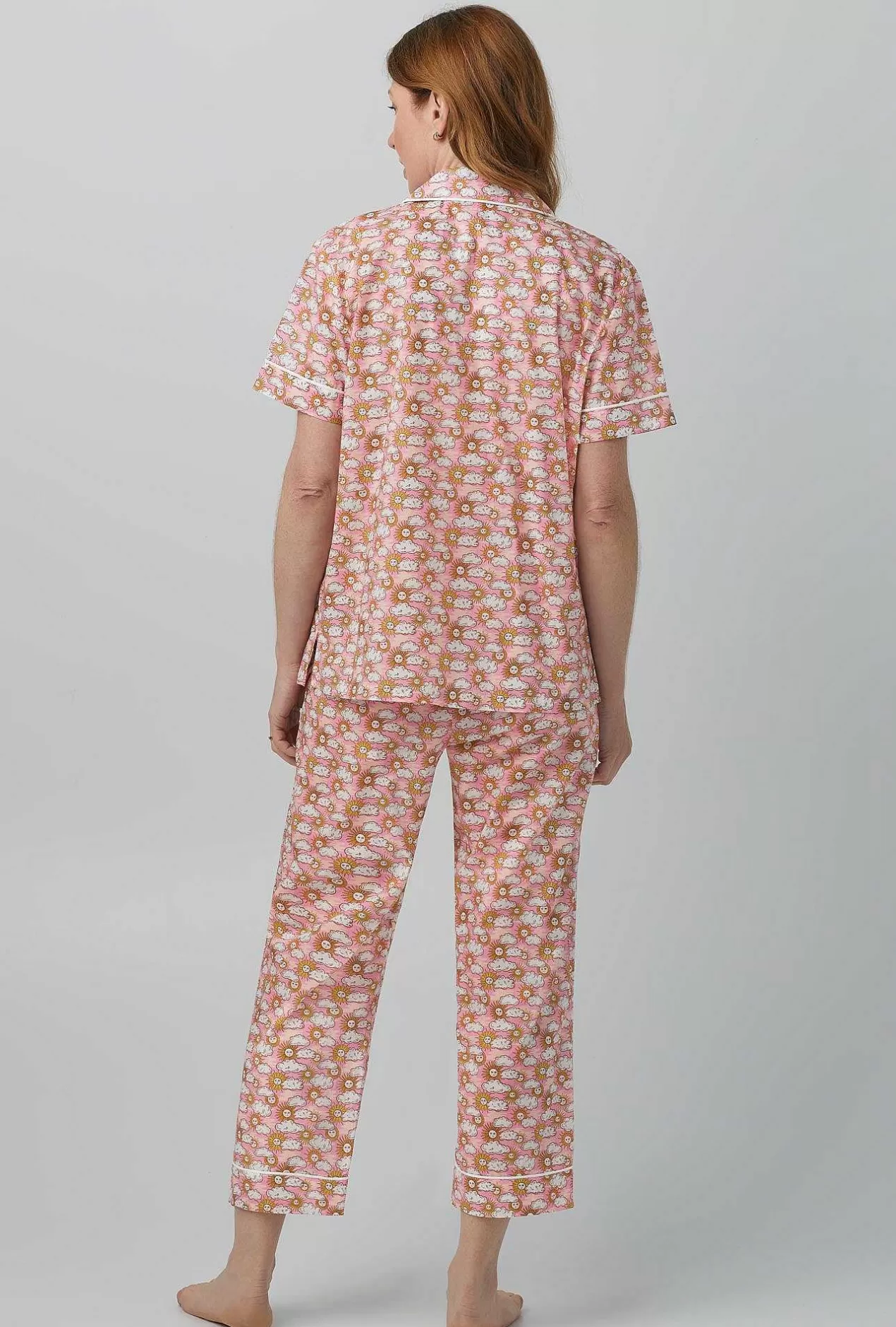 Made With Liberty Fabrics*Bedhead Pajamas Follow The Sun Short Sleeve Classic Woven Cotton Tana Lawn® Cropped Pj Set Made With Liberty Fabrics