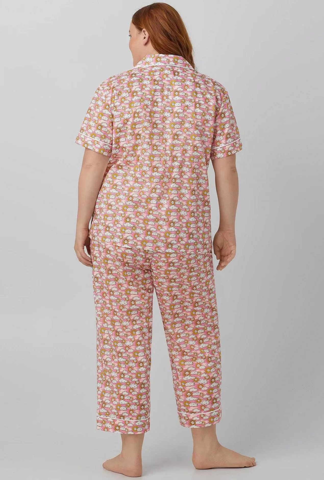 Extended Sizes*Bedhead Pajamas Follow The Sun Short Sleeve Classic Woven Cotton Tana Lawn® Cropped Pj Set Made With Liberty Fabrics