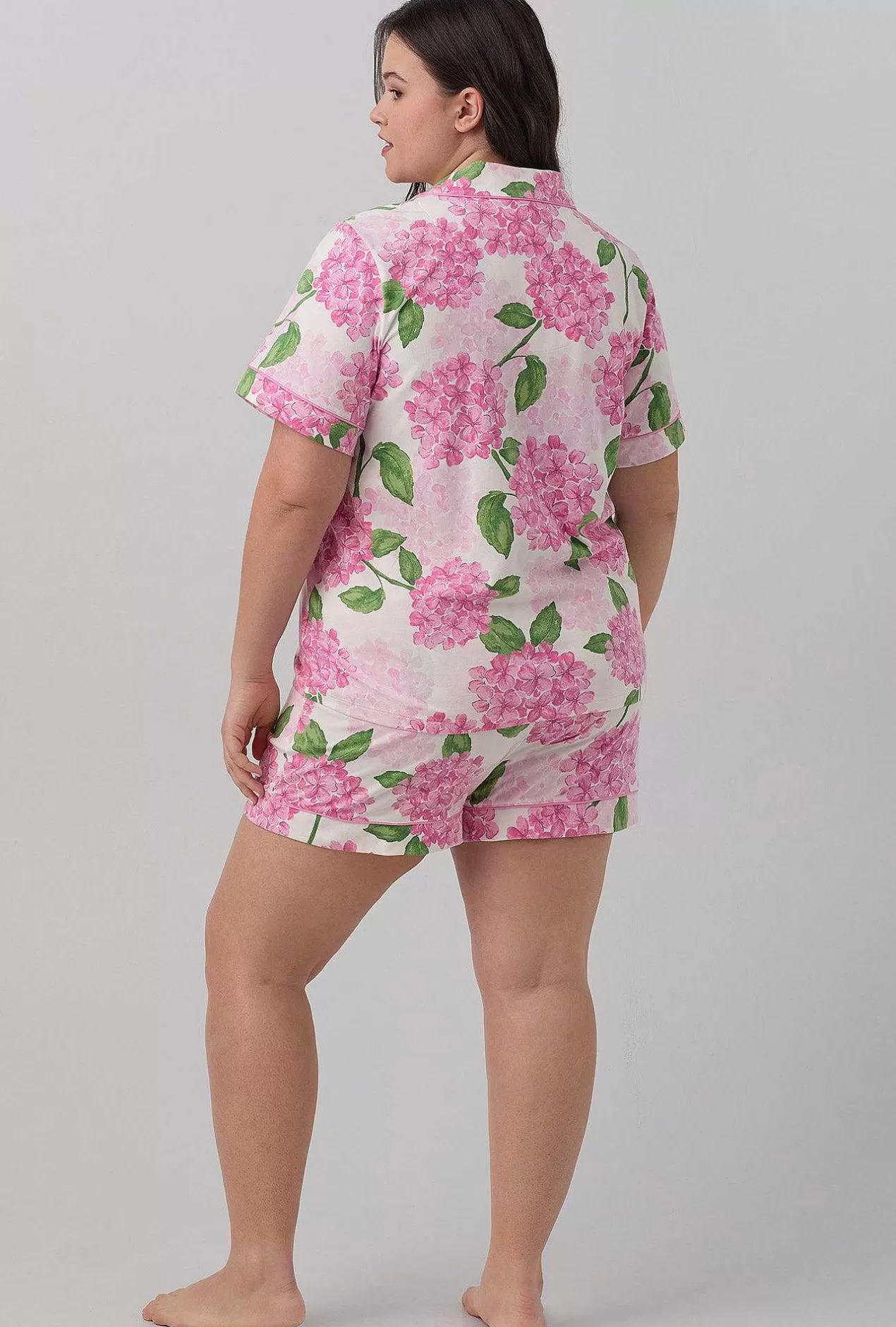 Floral Shop*Bedhead Pajamas Grand Hydrangea Short Sleeve Classic Shorty Stretch Jersey Pj Set