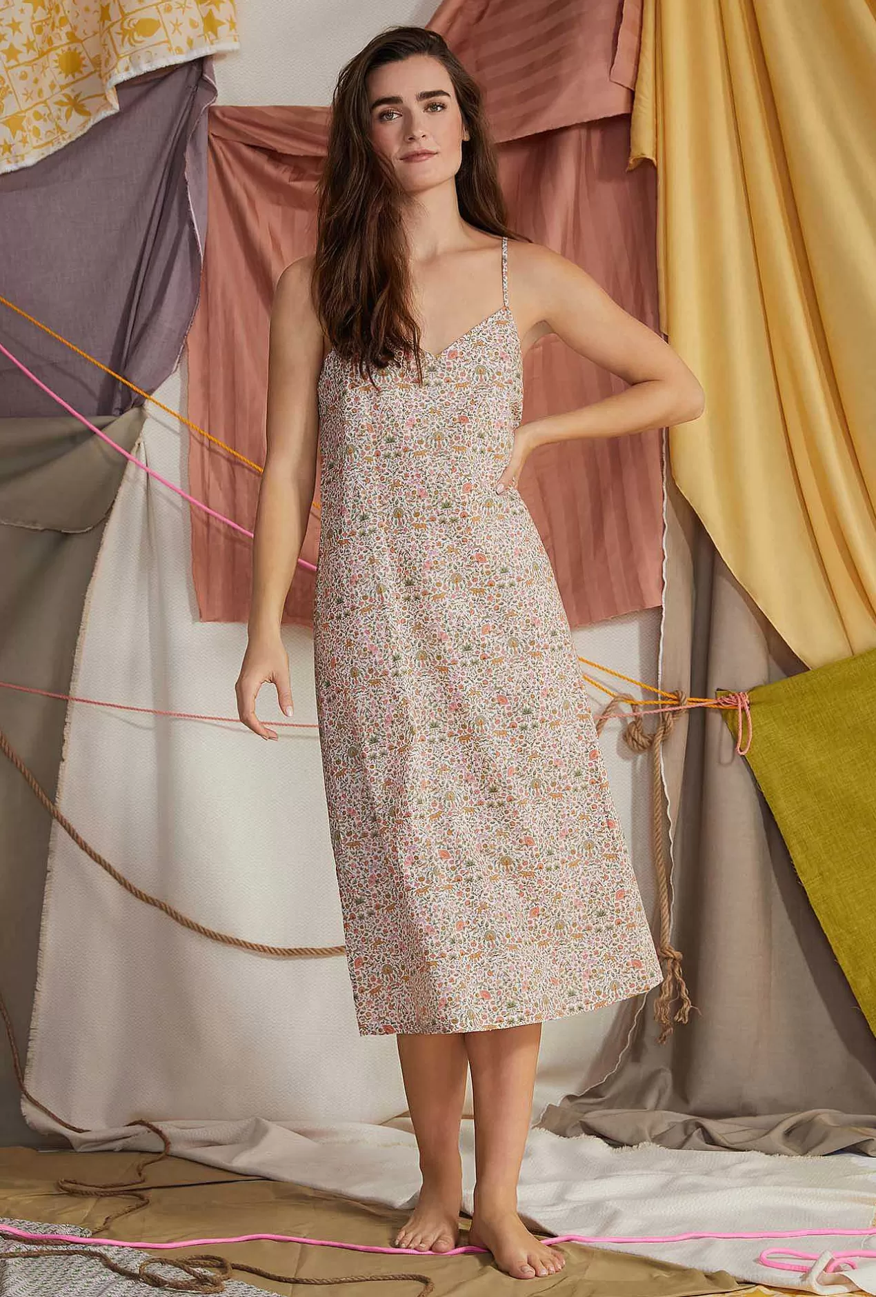 Made With Liberty Fabrics*Bedhead Pajamas Imran Classic Woven Cotton Tana Lawn® Chemise Made With Liberty Fabrics